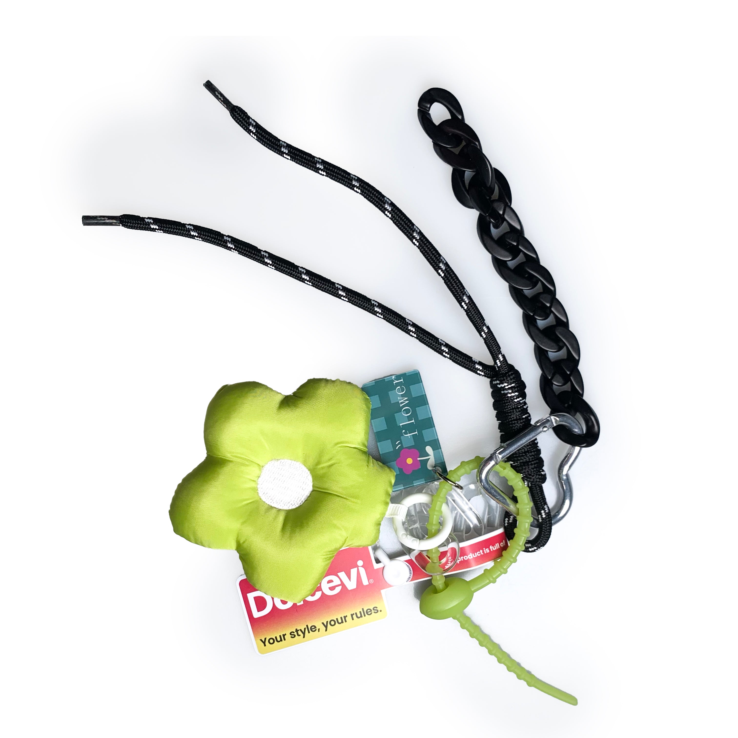 Neon Green Flower Bag Charm