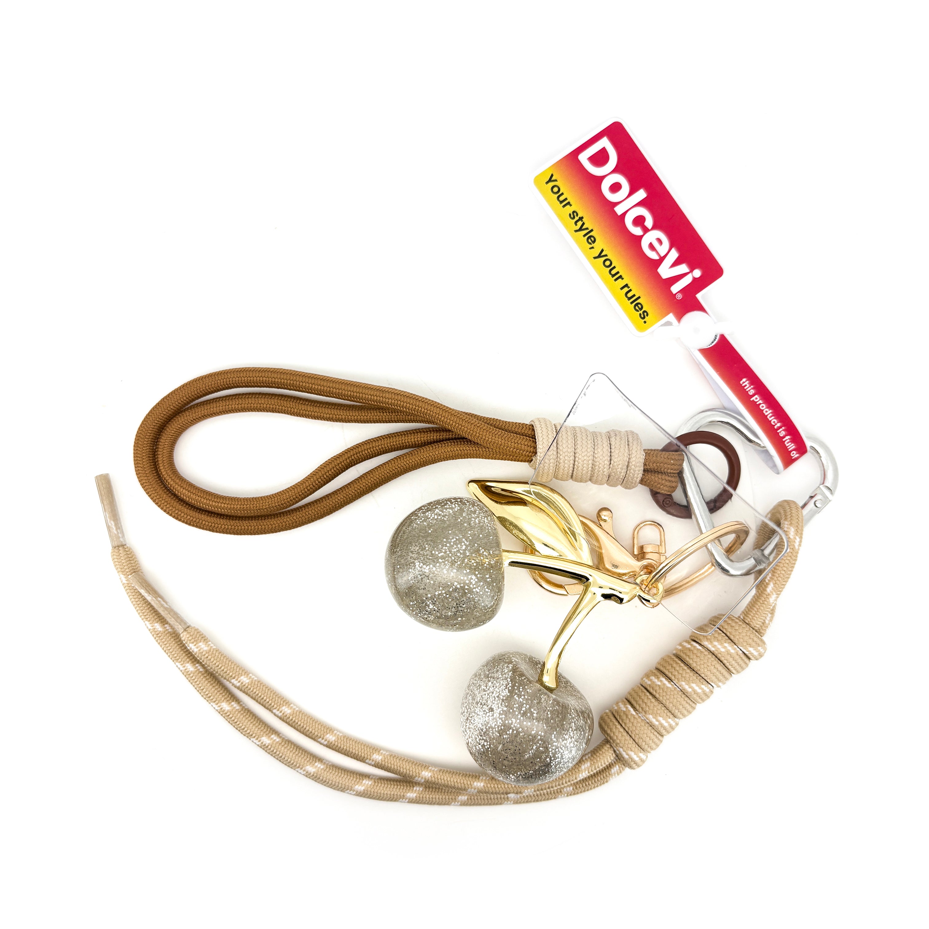 Golden Glimmer Cherry Bag Charm