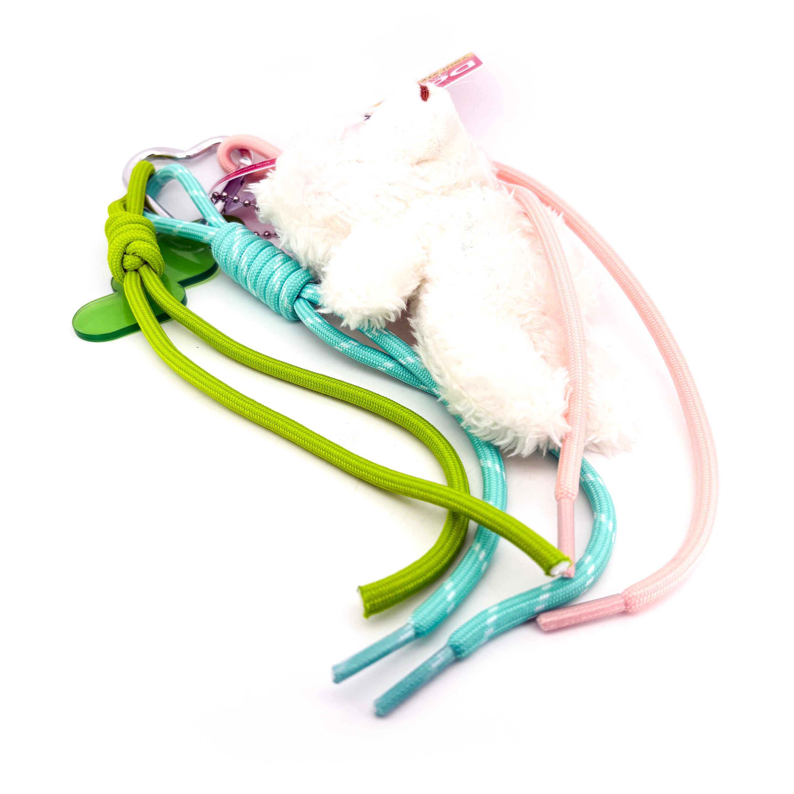 Plush Bear Keychain with Colorful Rope Charms
