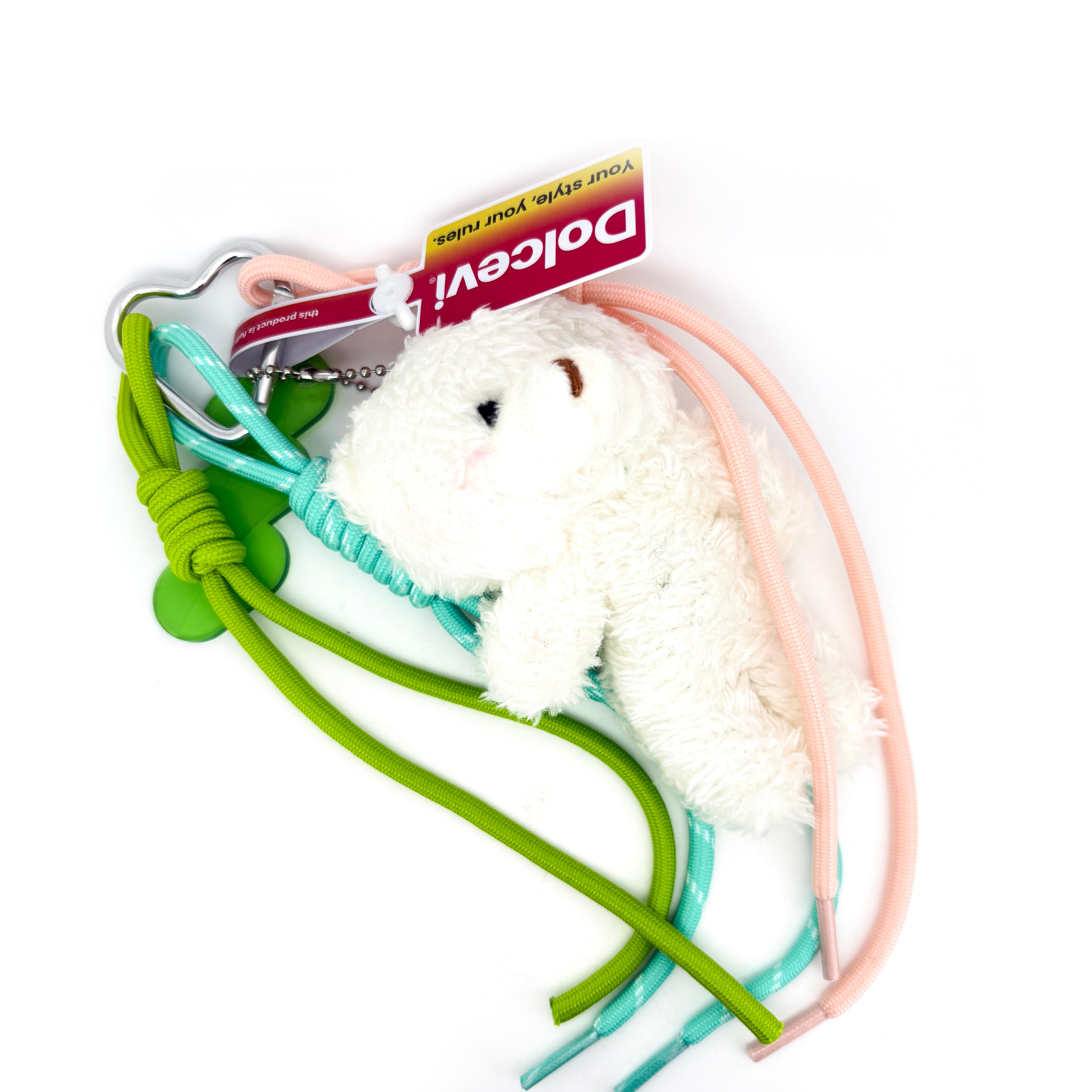 Plush Bear Keychain with Colorful Rope Charms