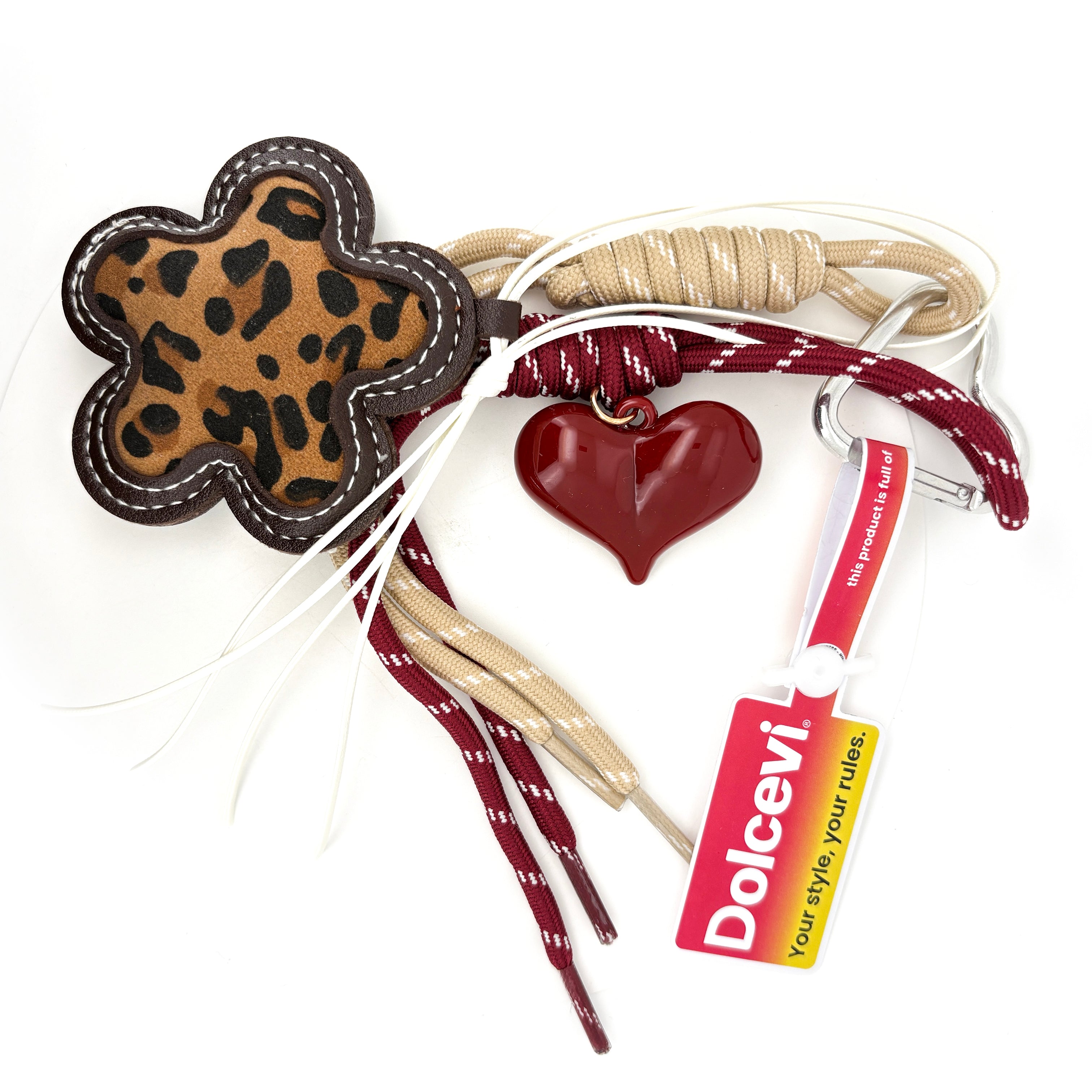 Leopard Flower & Heart Rope Charm β Dolcevi Statement Keychain