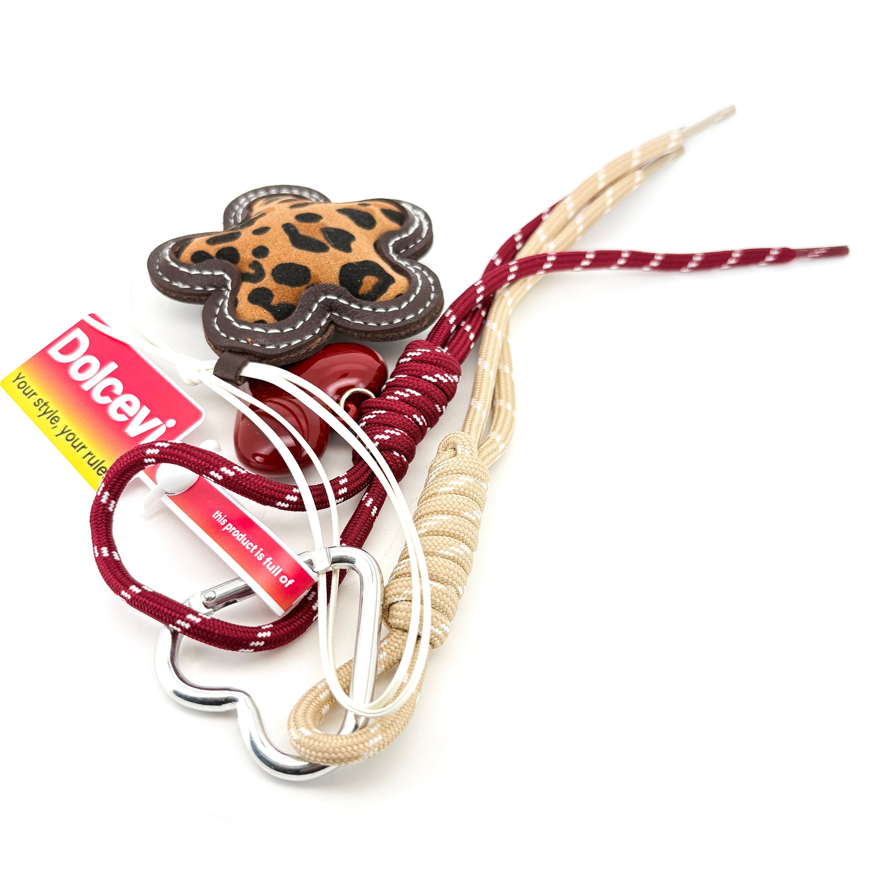 Leopard Flower & Heart Rope Charm β Dolcevi Statement Keychain