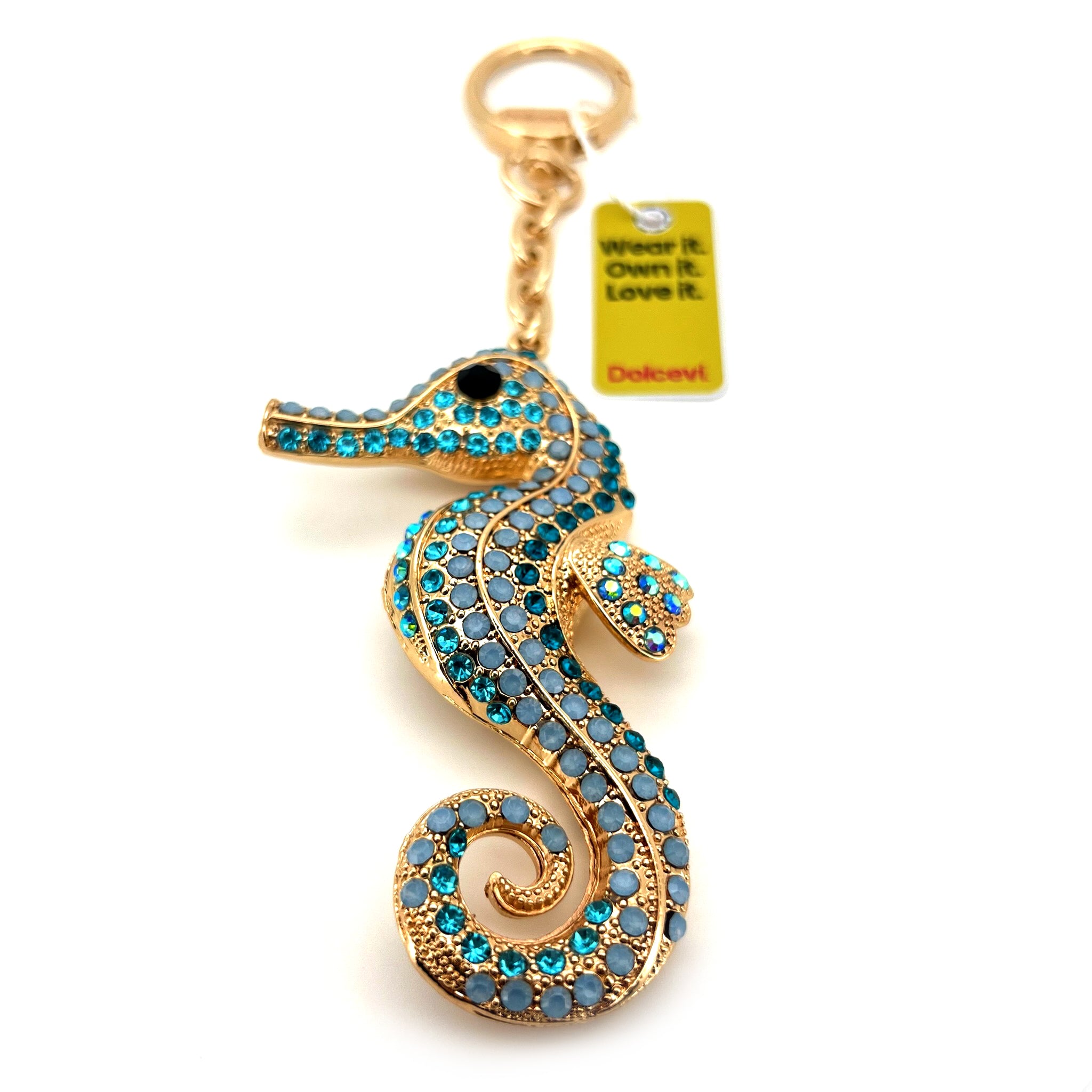 Shiny Aqua Seahorse Charm