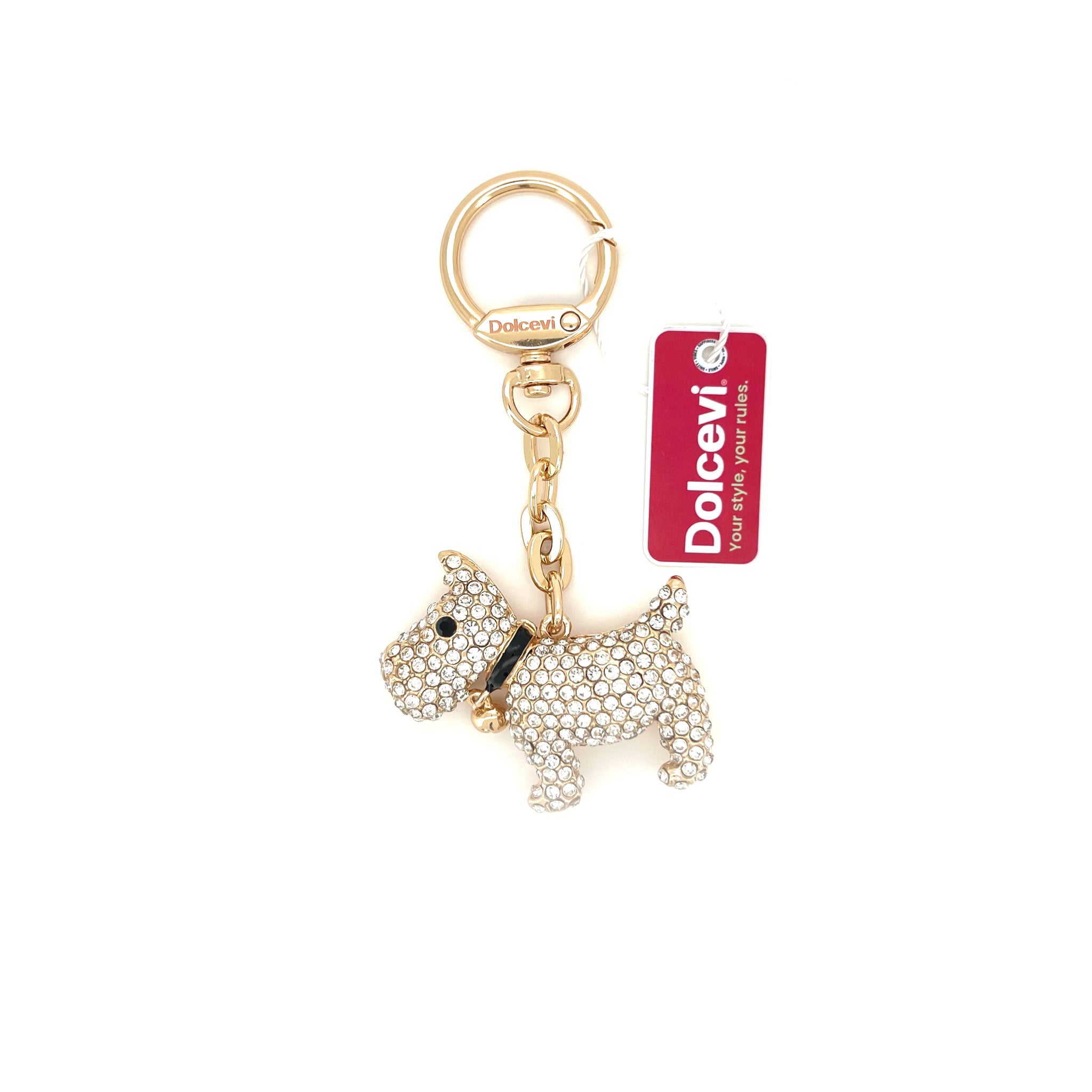 Shiny Crystal White Dog Charm