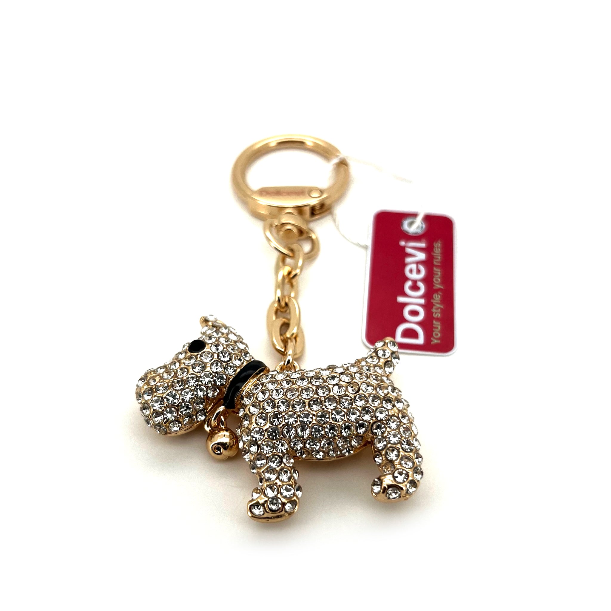 Shiny Crystal White Dog Charm