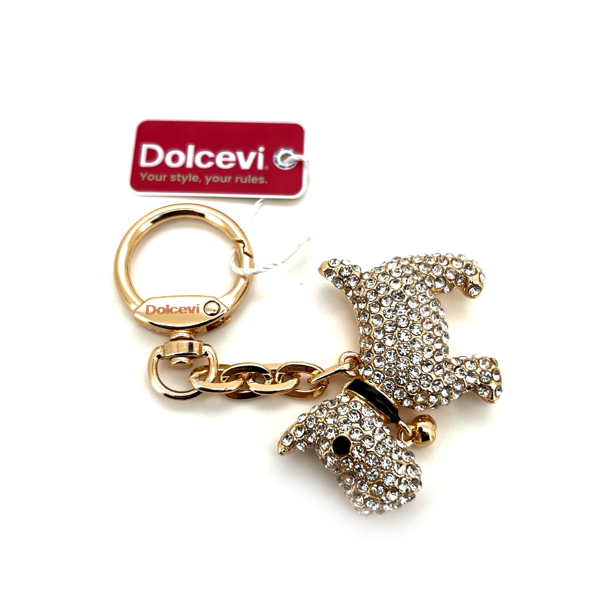 Shiny Crystal White Dog Charm