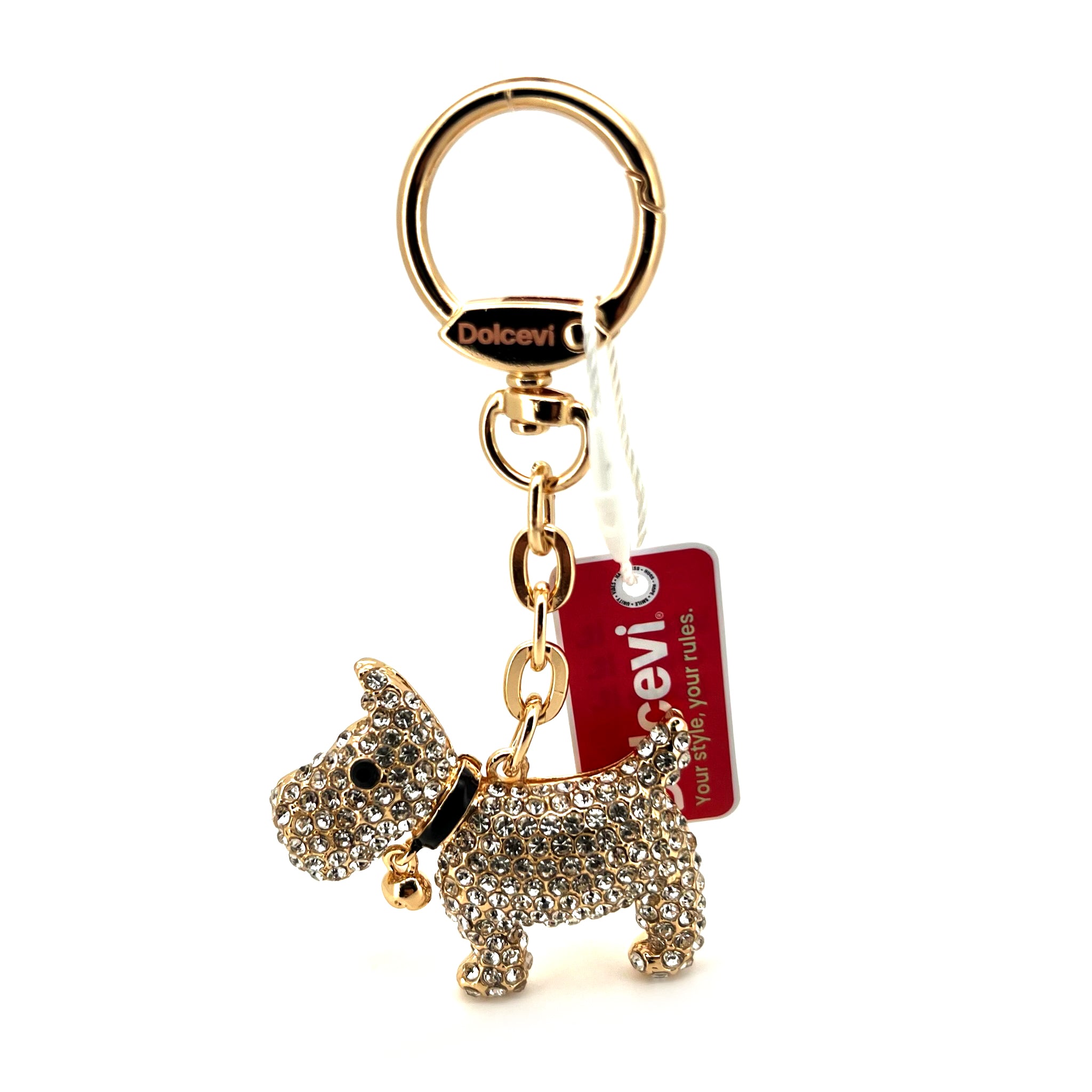 Shiny Crystal White Dog Charm
