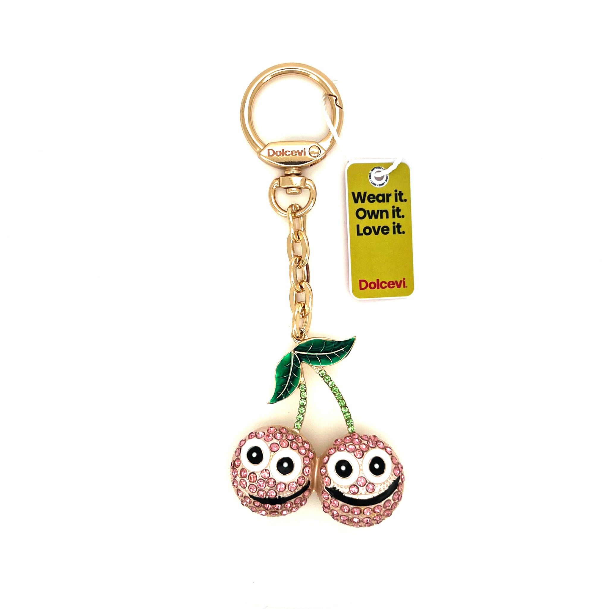 Smiley Pink Cherry Charm