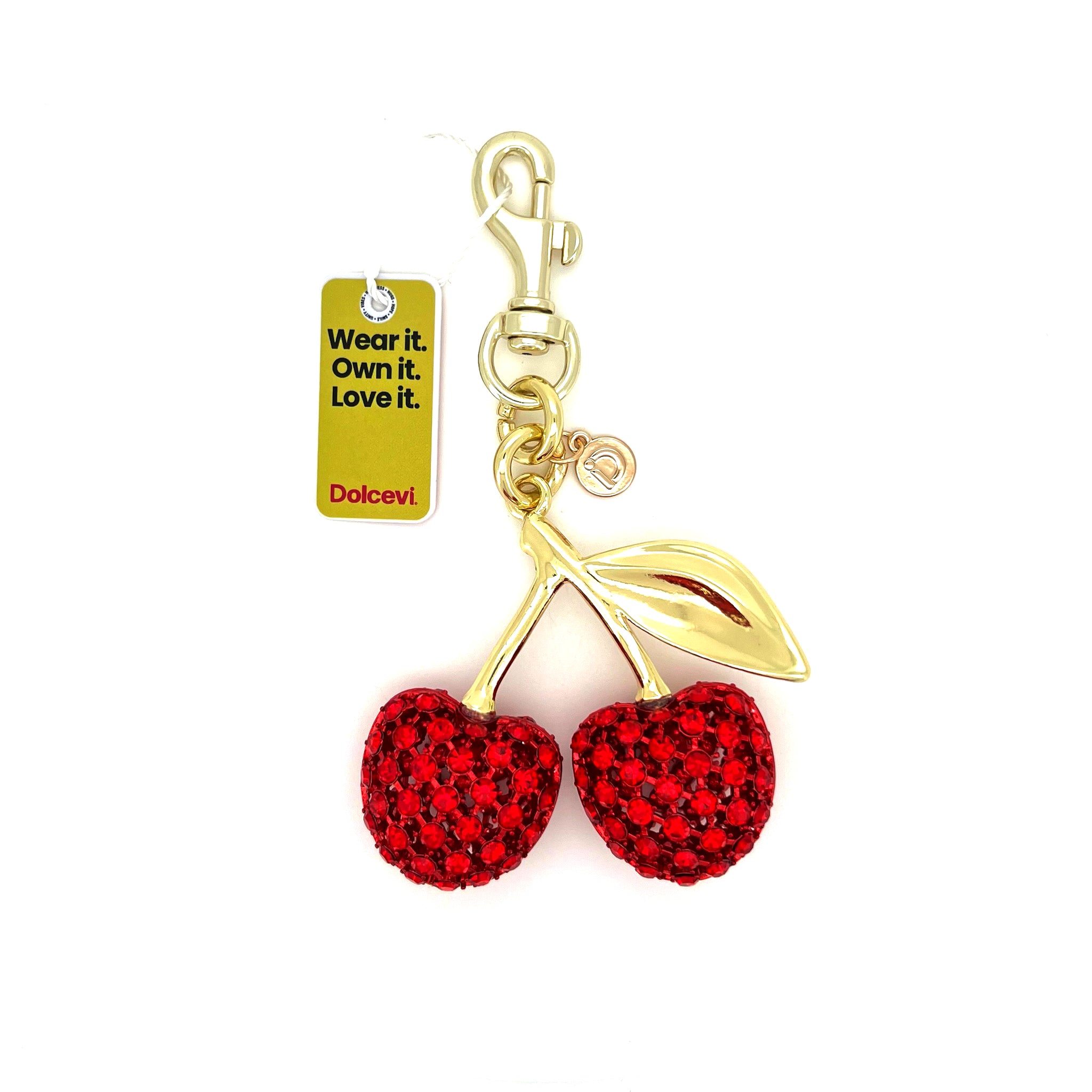 Gold Red Sparkling Cherry Charm