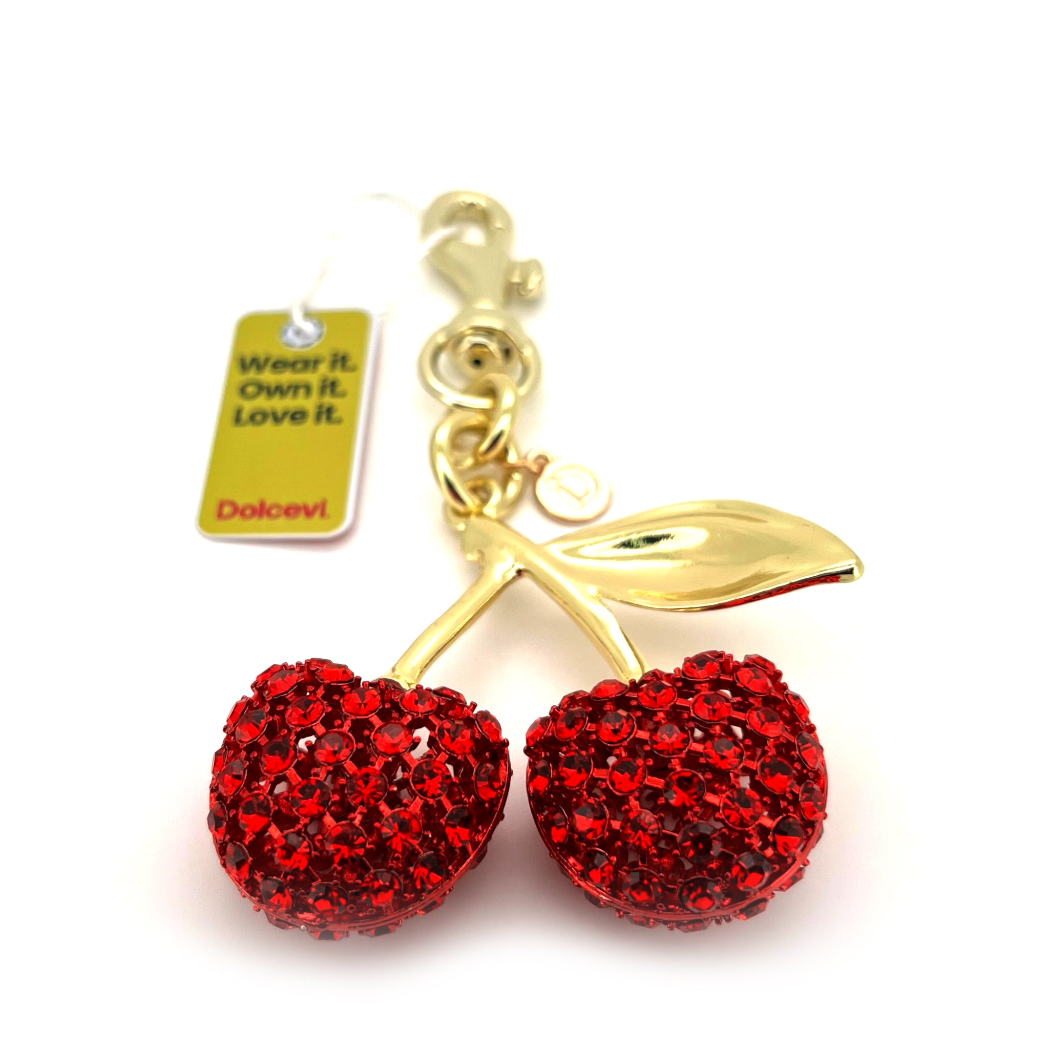 Gold Red Sparkling Cherry Charm