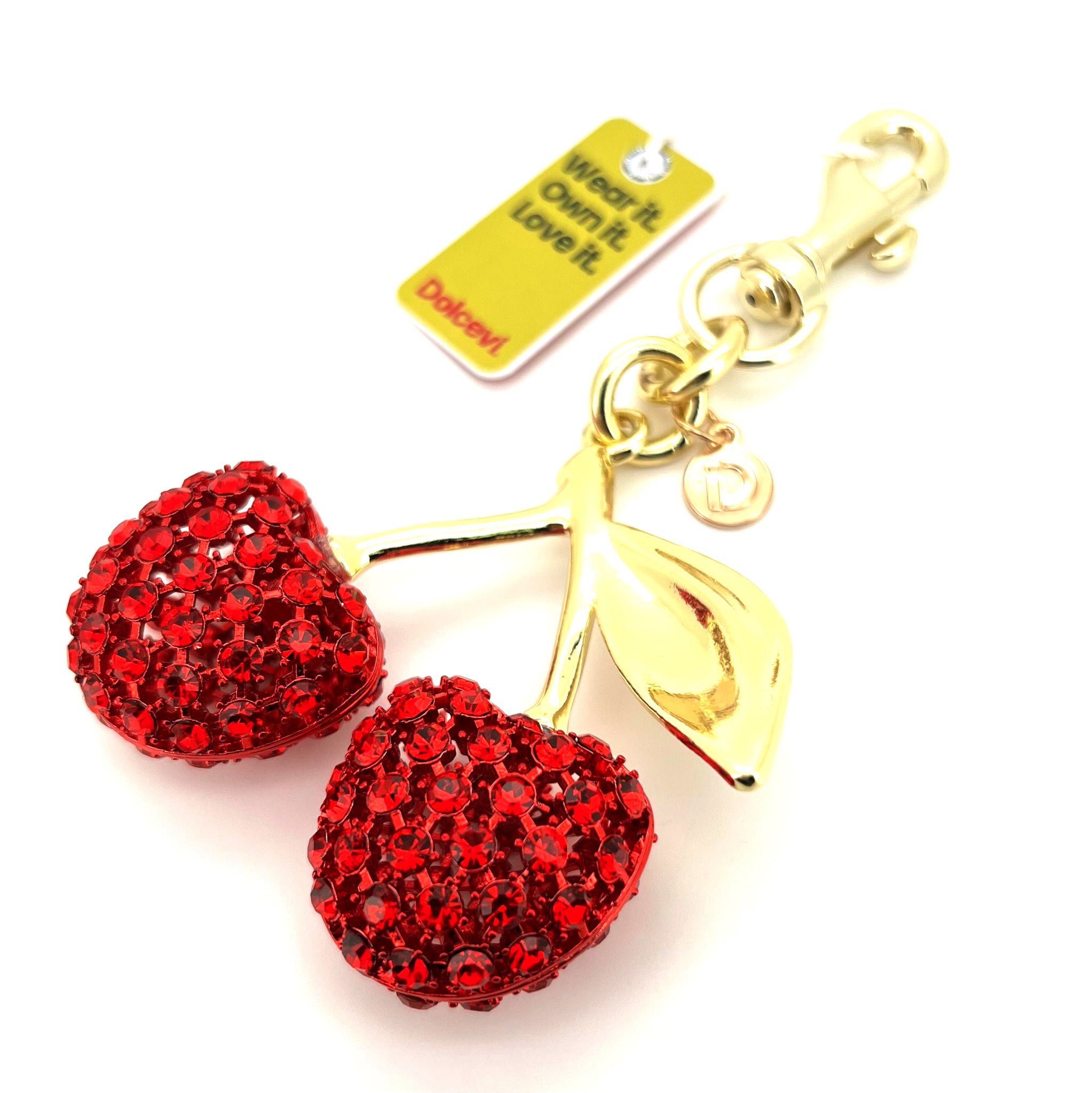 Gold Red Sparkling Cherry Charm