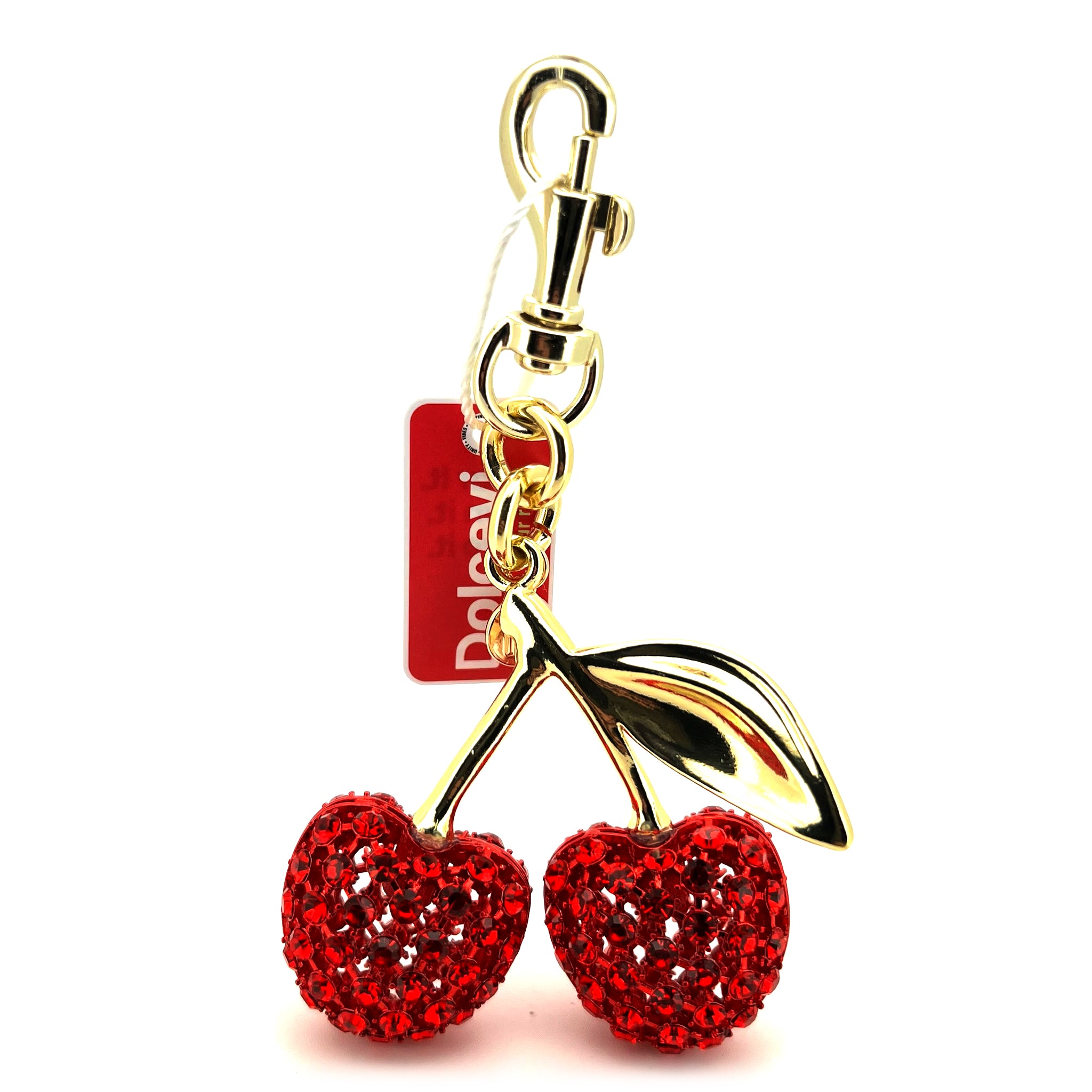 Gold Red Sparkling Cherry Charm