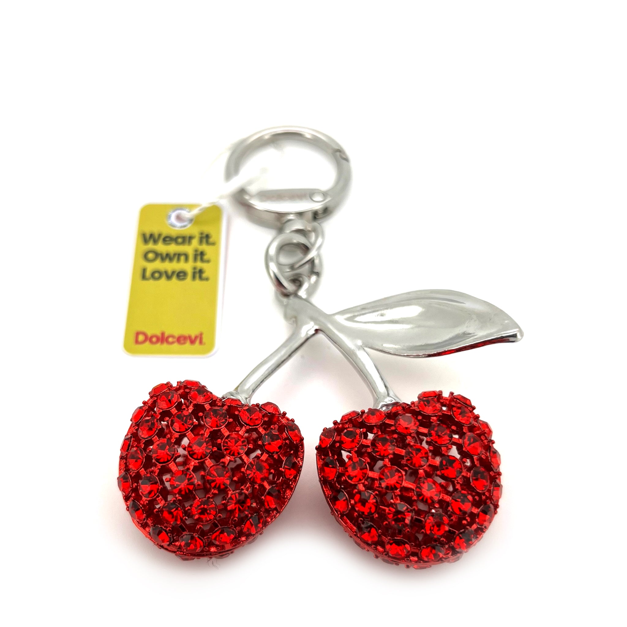 Nickel Red Sparkling Cherry Charm