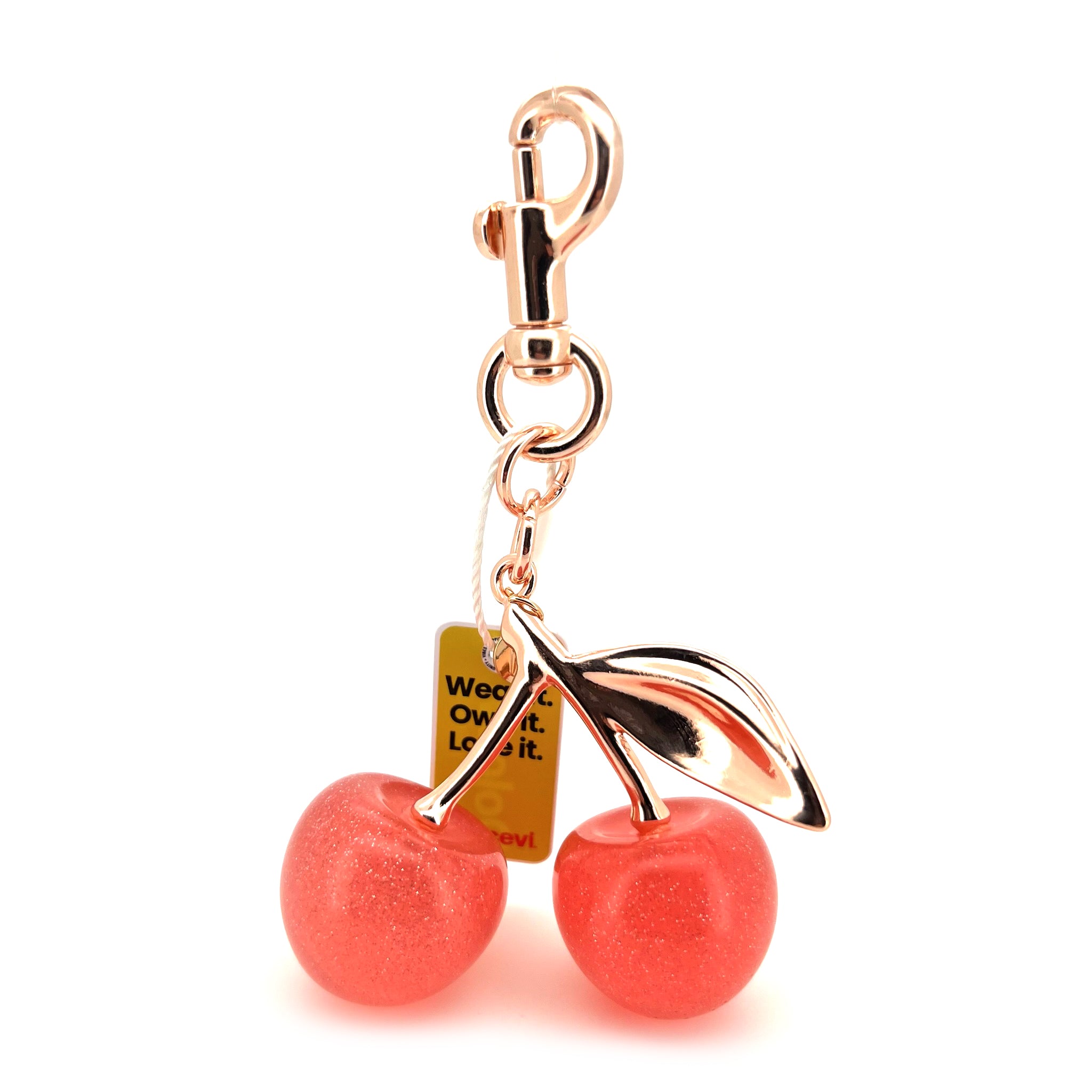 Rose Gold Sparkling Cherry Charm