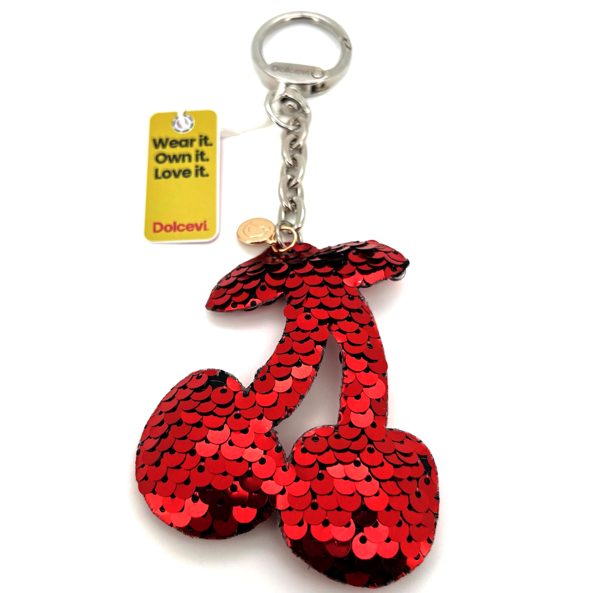 Sequin Red Cherry Charm