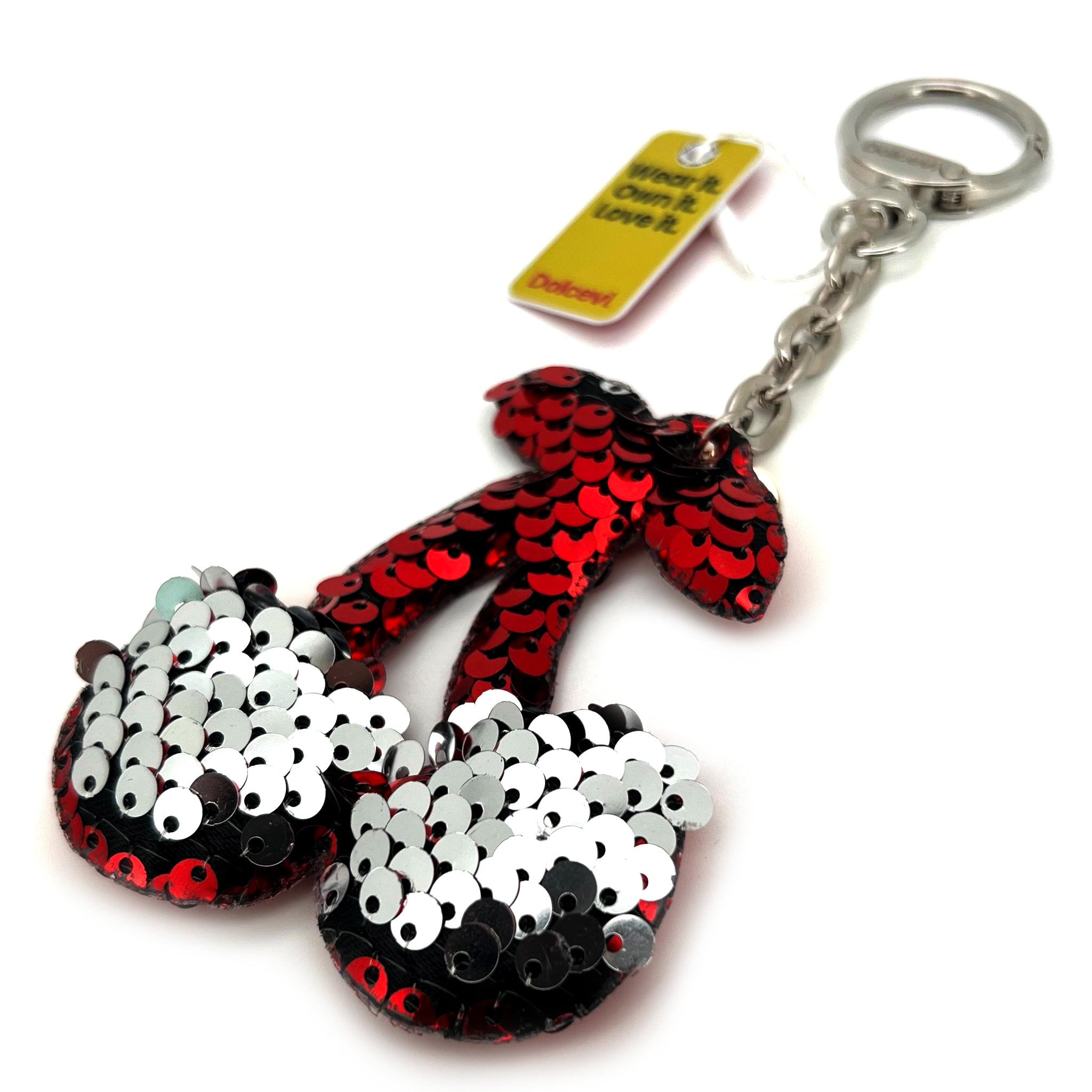 Sequin Red Cherry Charm