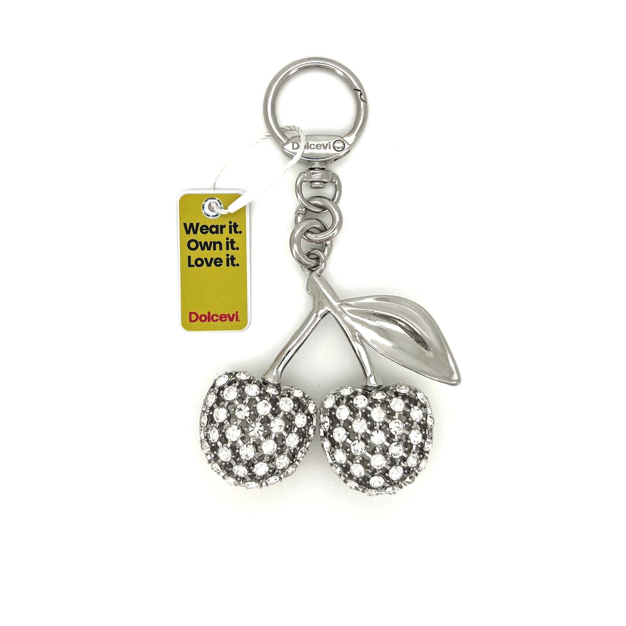 Silver Sparkling Cherry Charm