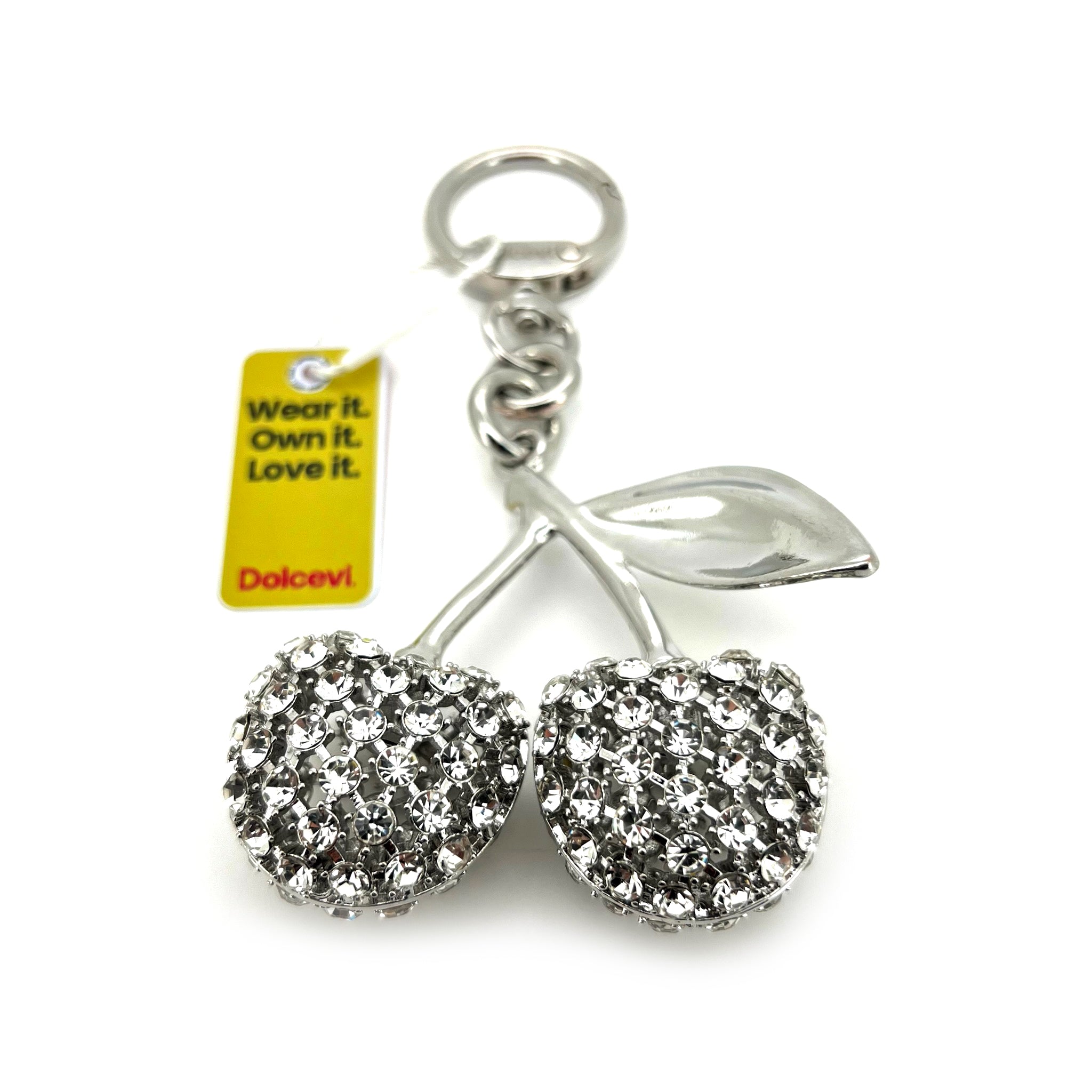 Silver Sparkling Cherry Charm