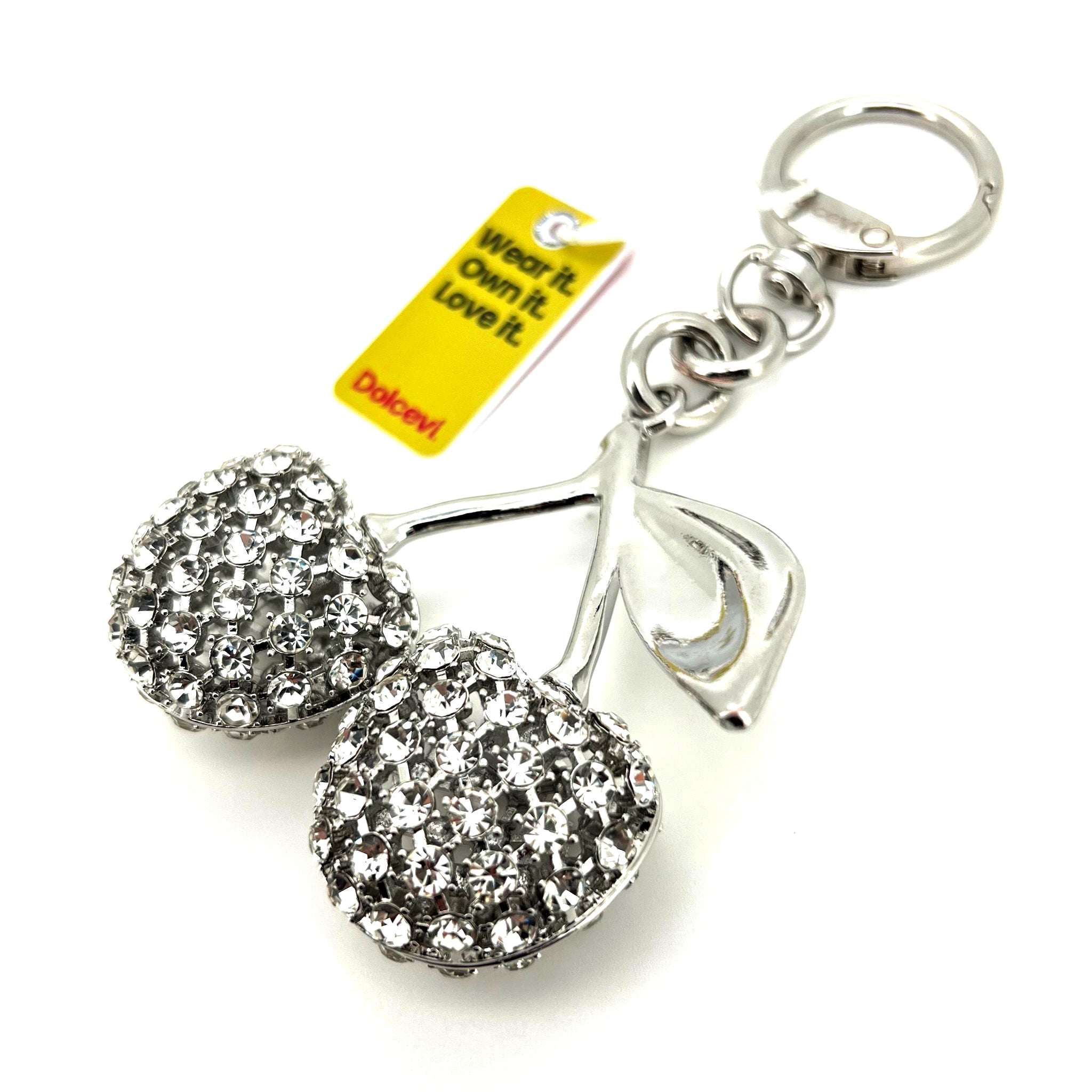 Silver Sparkling Cherry Charm
