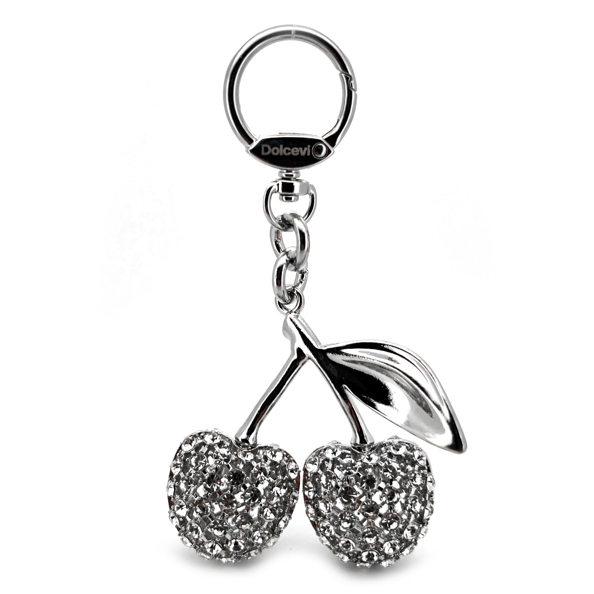 Silver Sparkling Cherry Charm