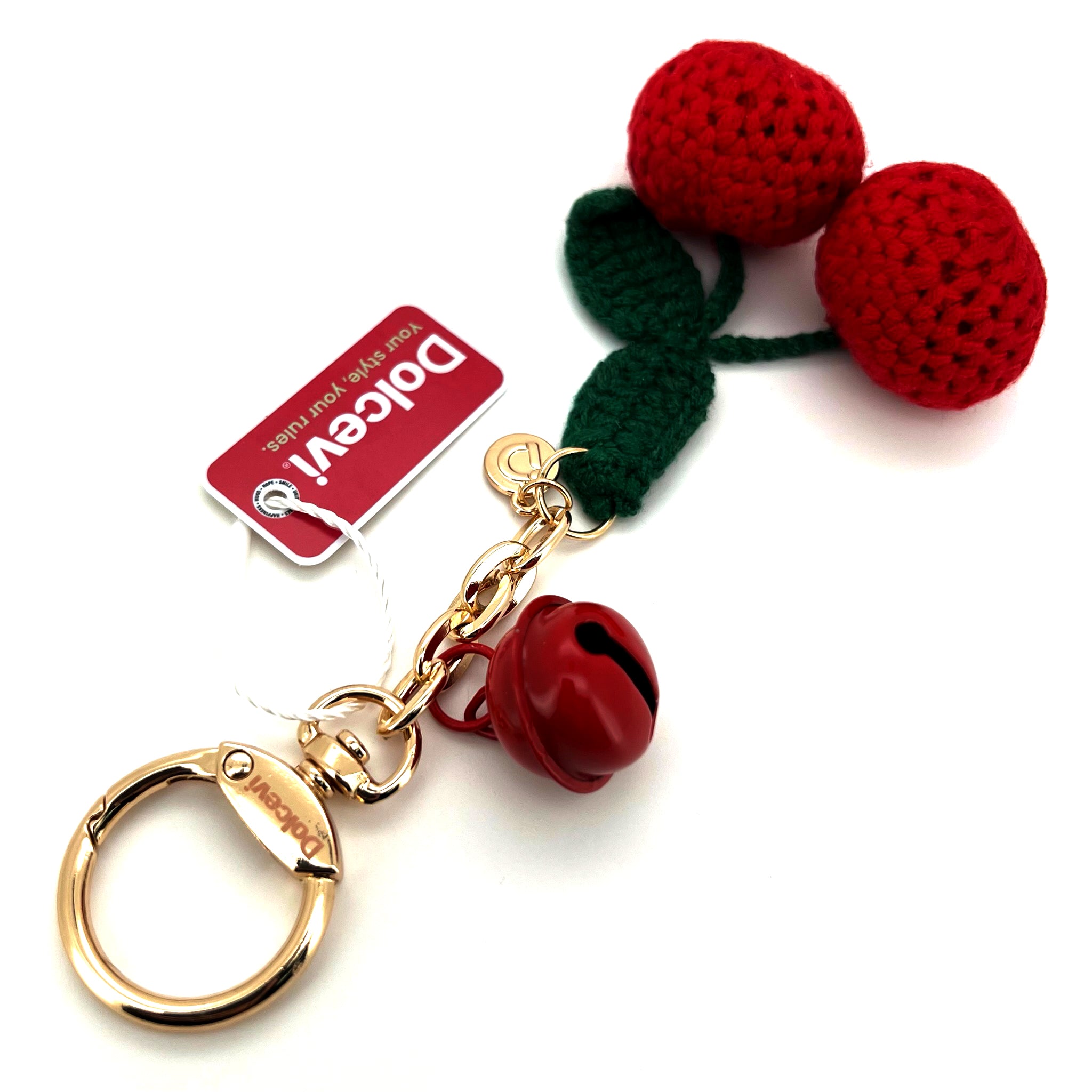 Crochet Cherry Charm with Bell