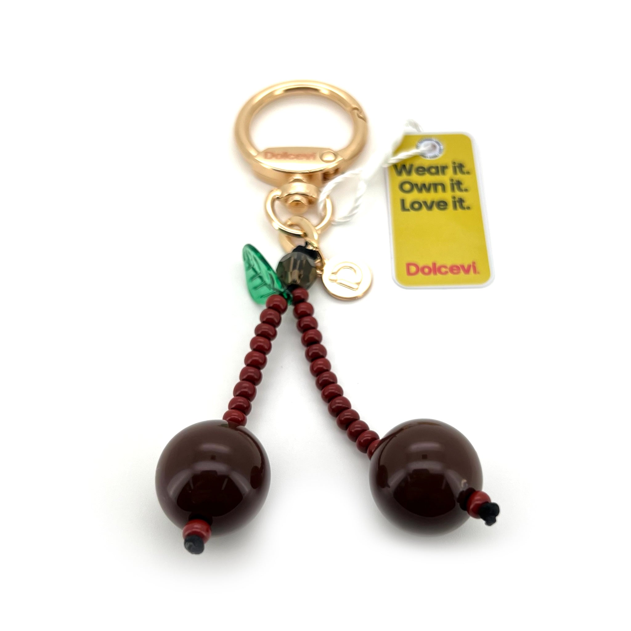 Beaded Brown Cherry Charm