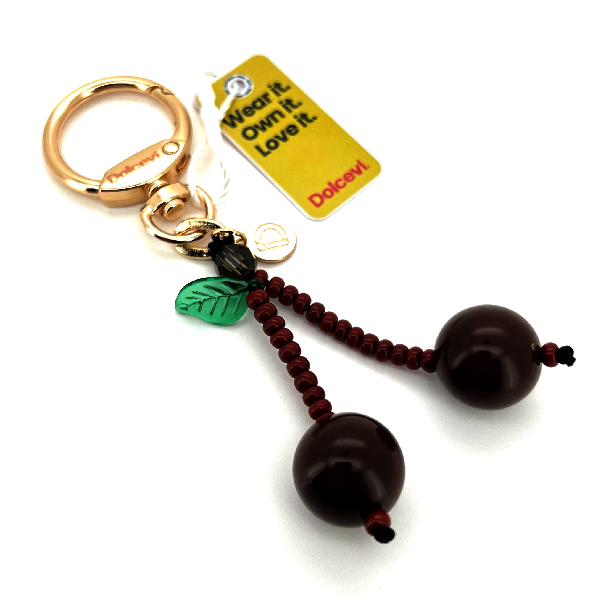 Beaded Brown Cherry Charm