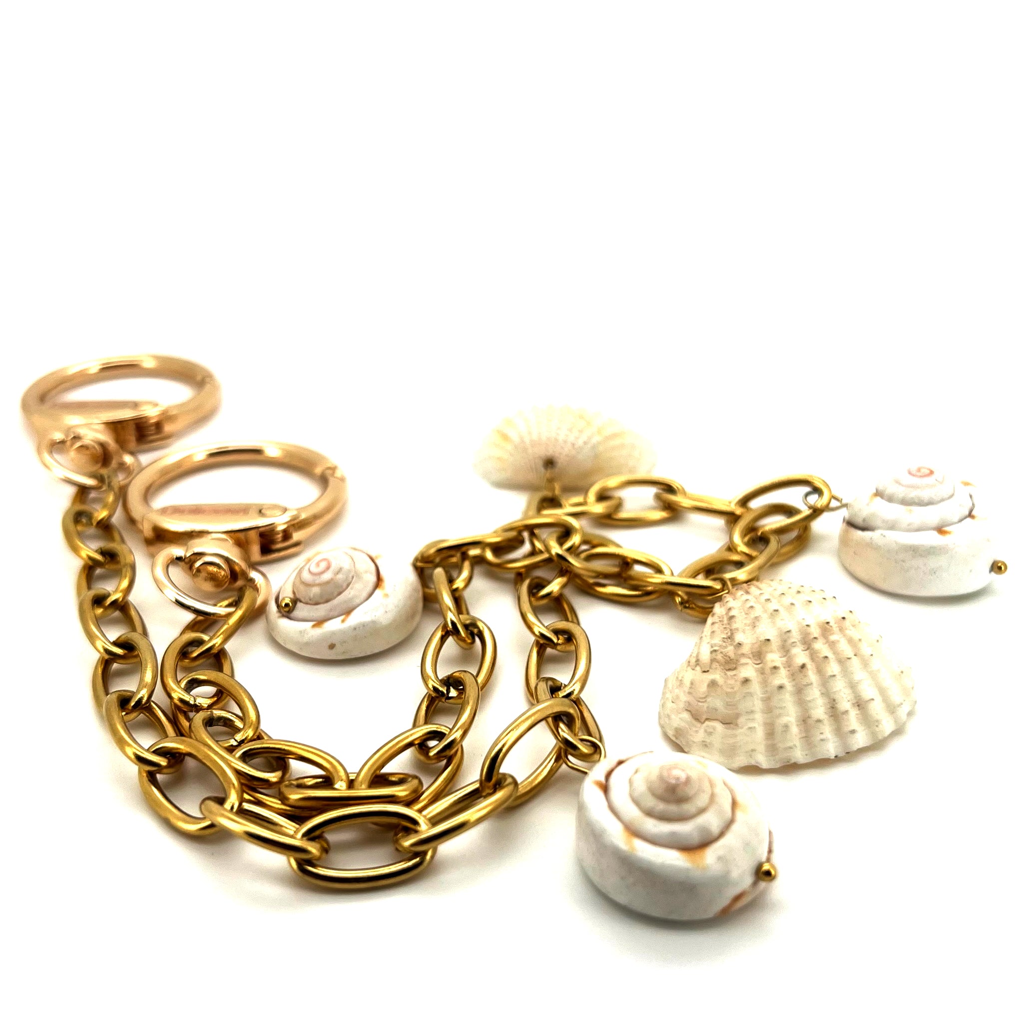 Golden Seashell & Chain Charm
