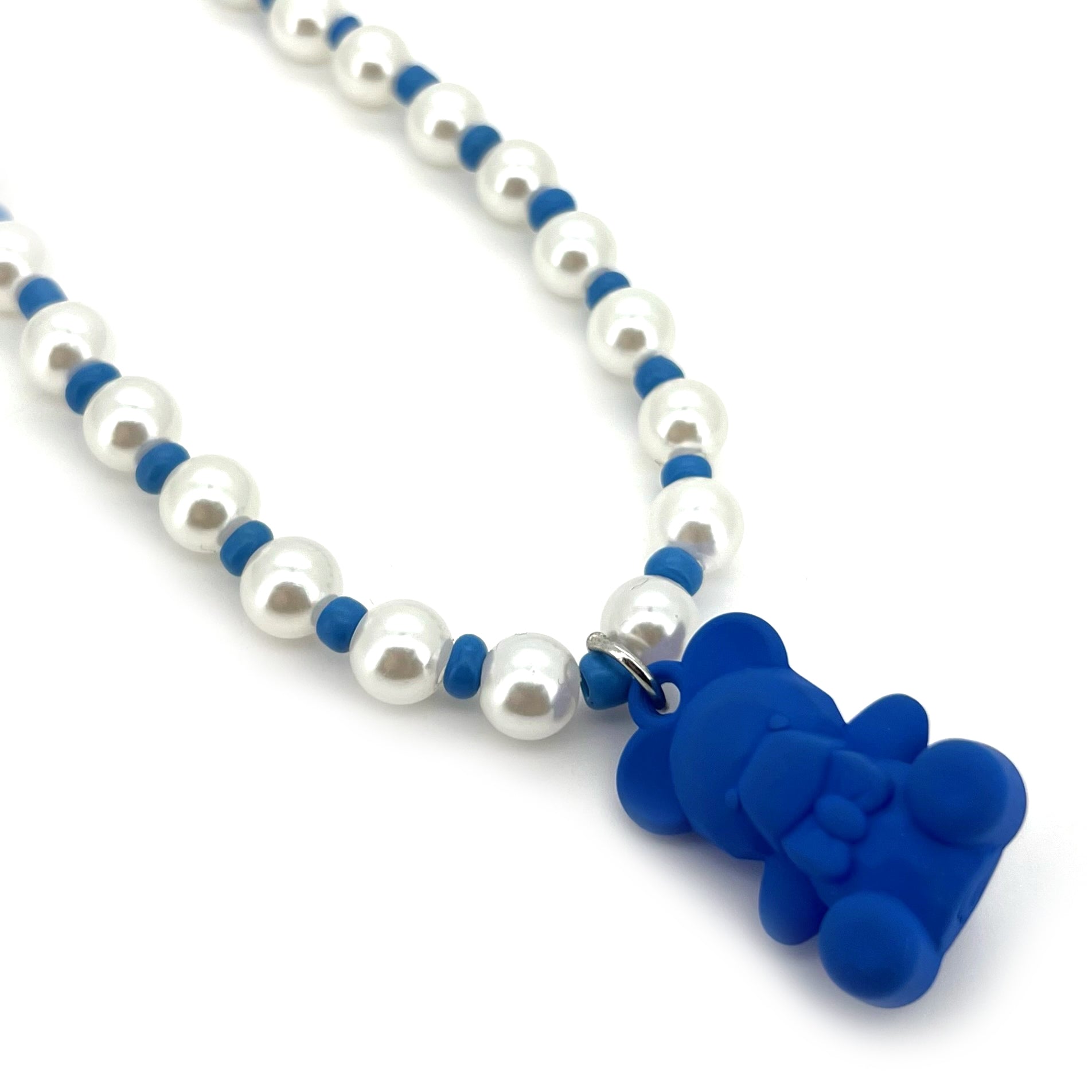Blue Bear & Pearl Charm