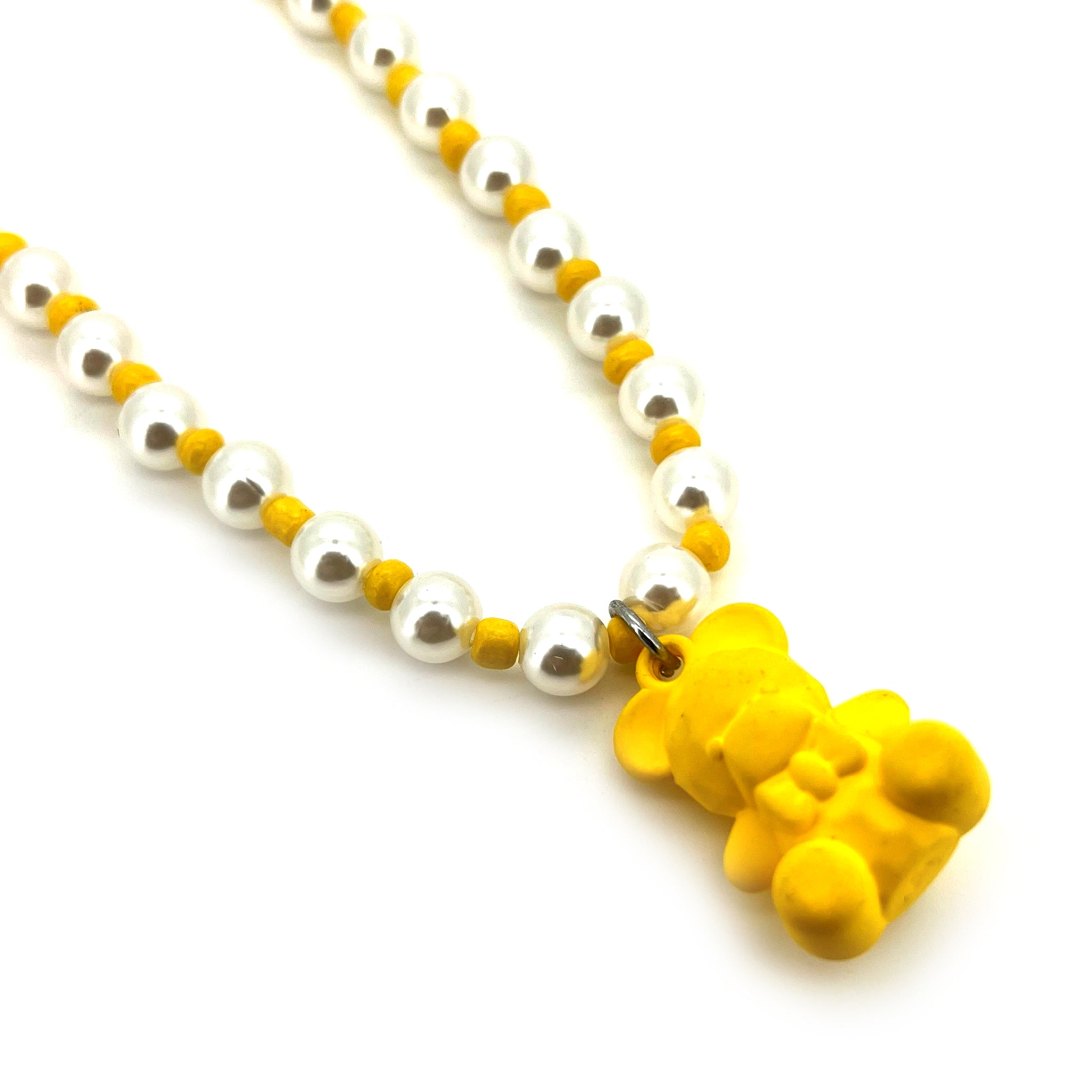 Yellow Bear & Pearl Charm