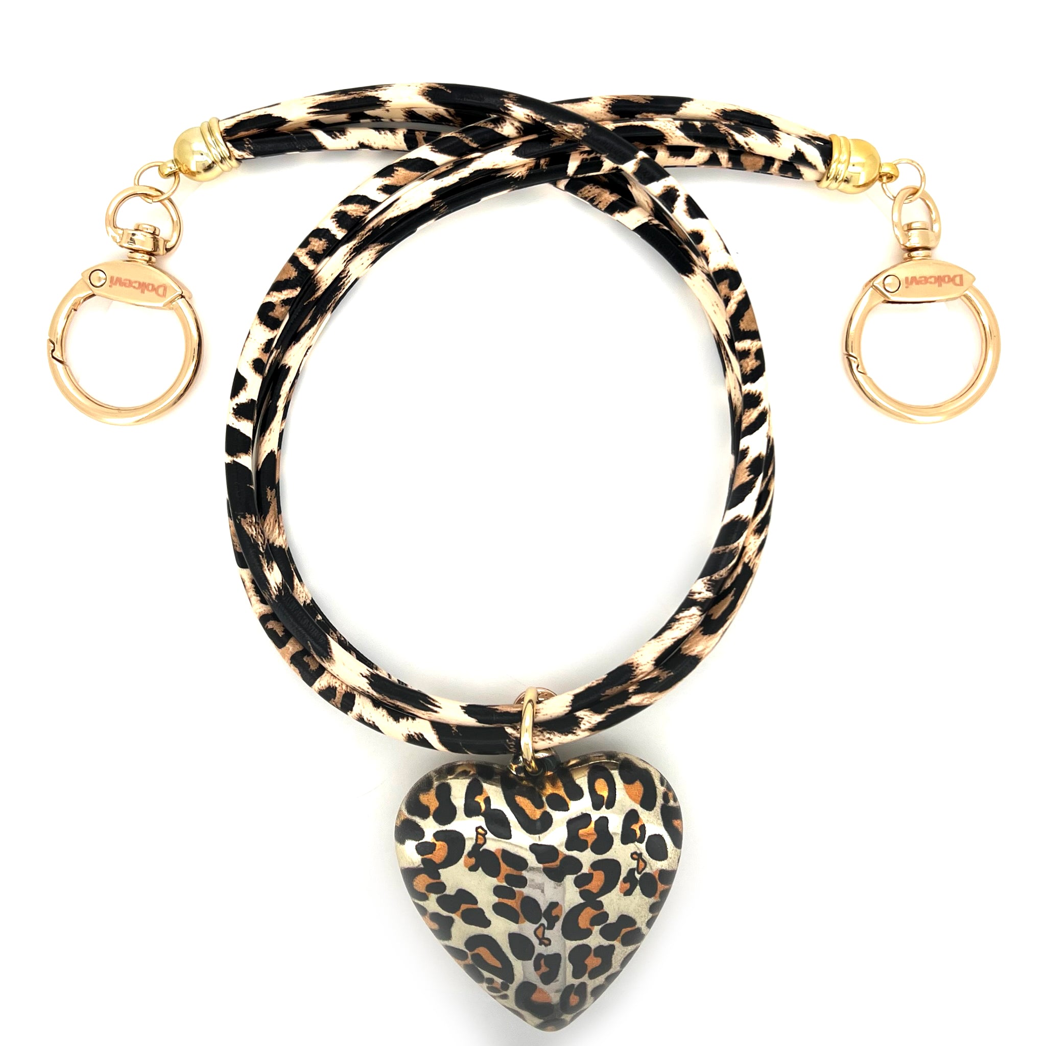 Golden Leopard Heart Charm