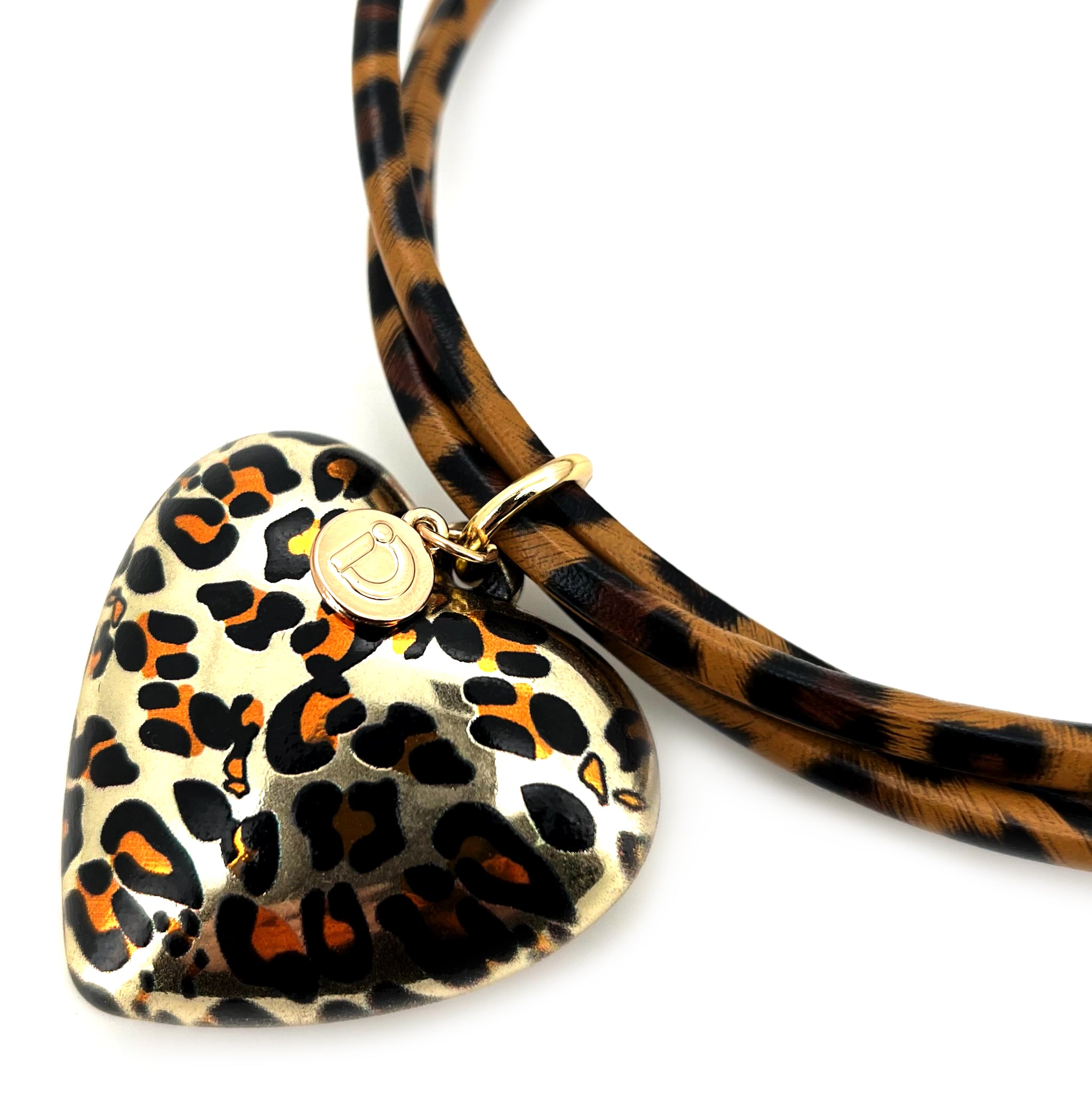 Wild Leopard Heart Charm