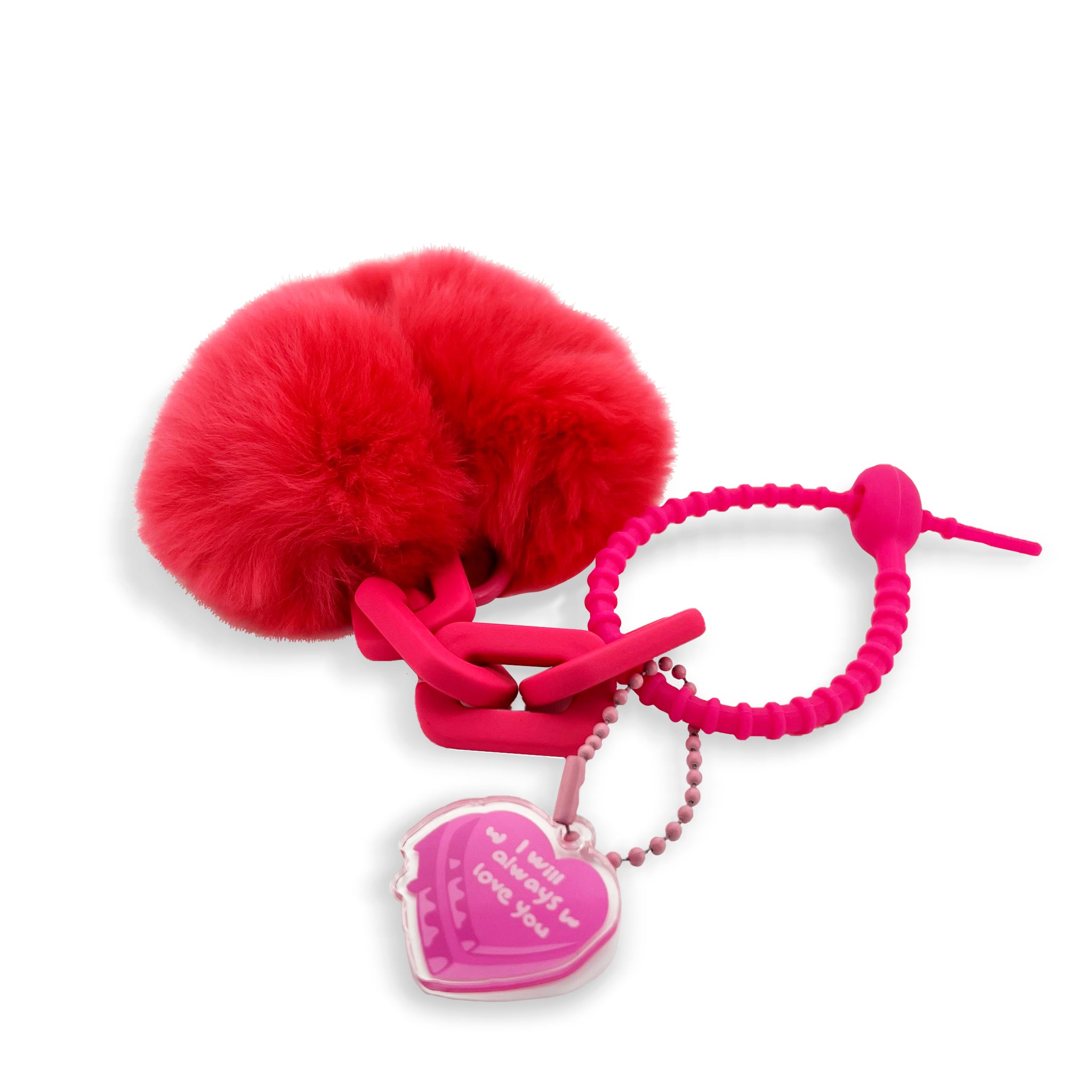 Fluffy Fuchsia Heart Charm