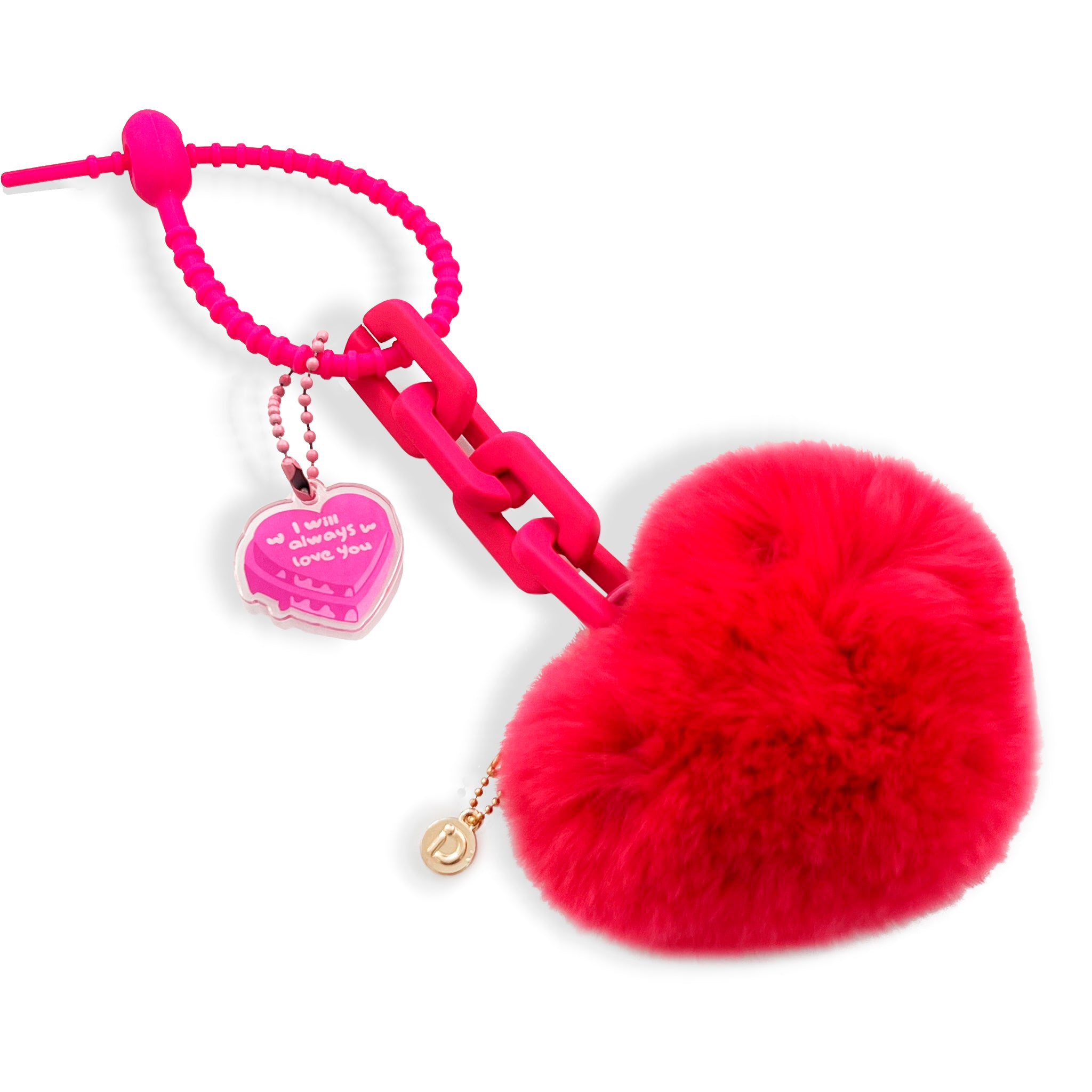 Fluffy Fuchsia Heart Charm