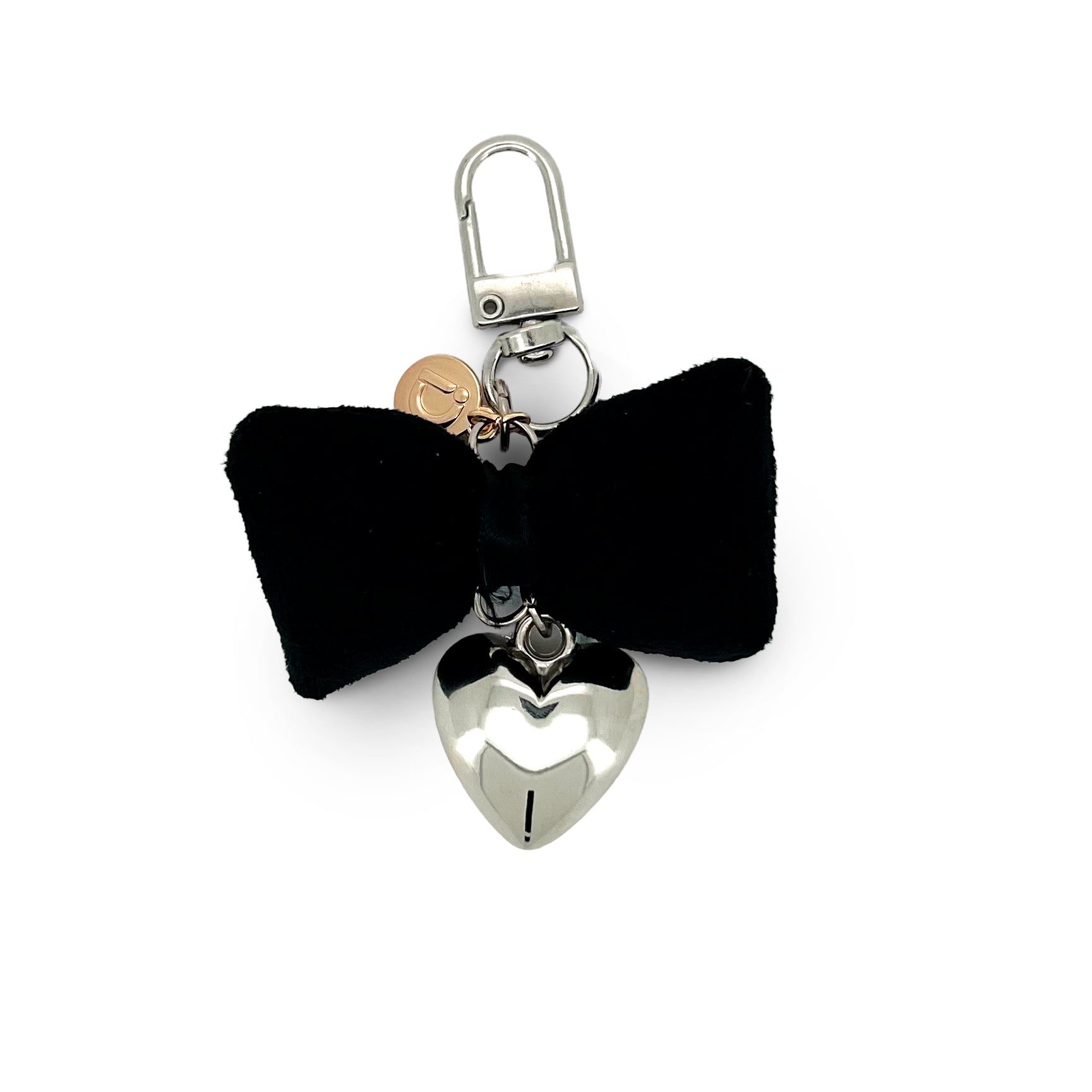 Black Velvet Bow Heart Charm