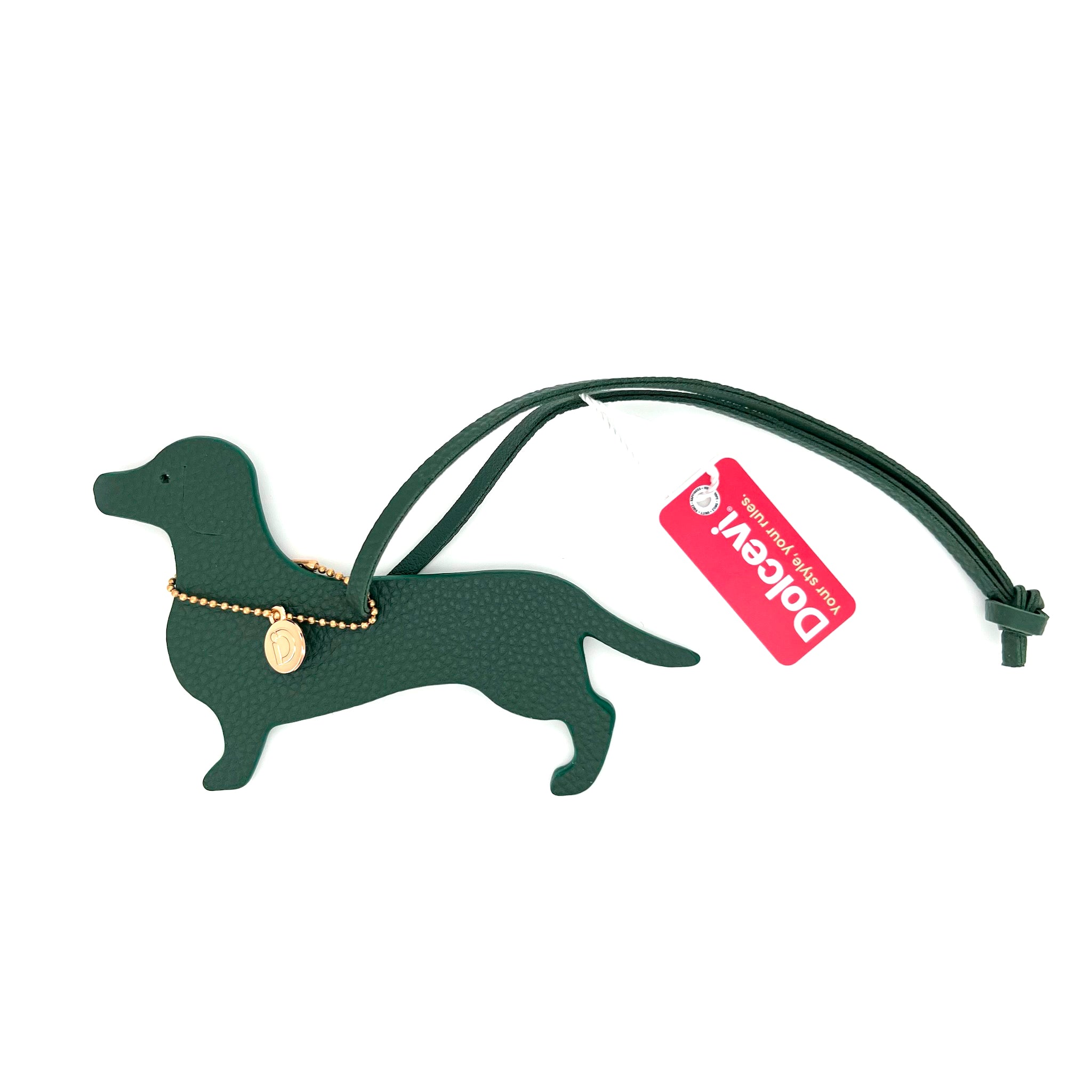Green Dachshund Tag Charm