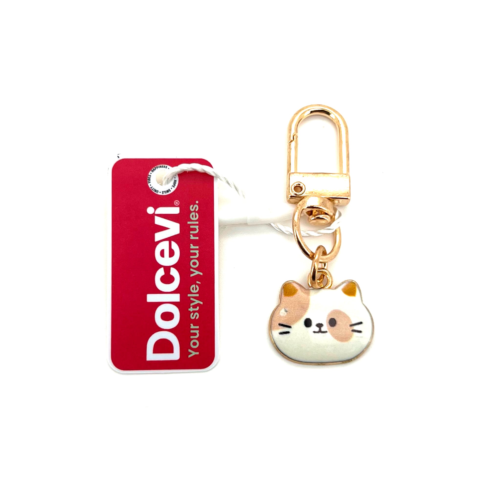 Golden white and pink Kitty Charm
