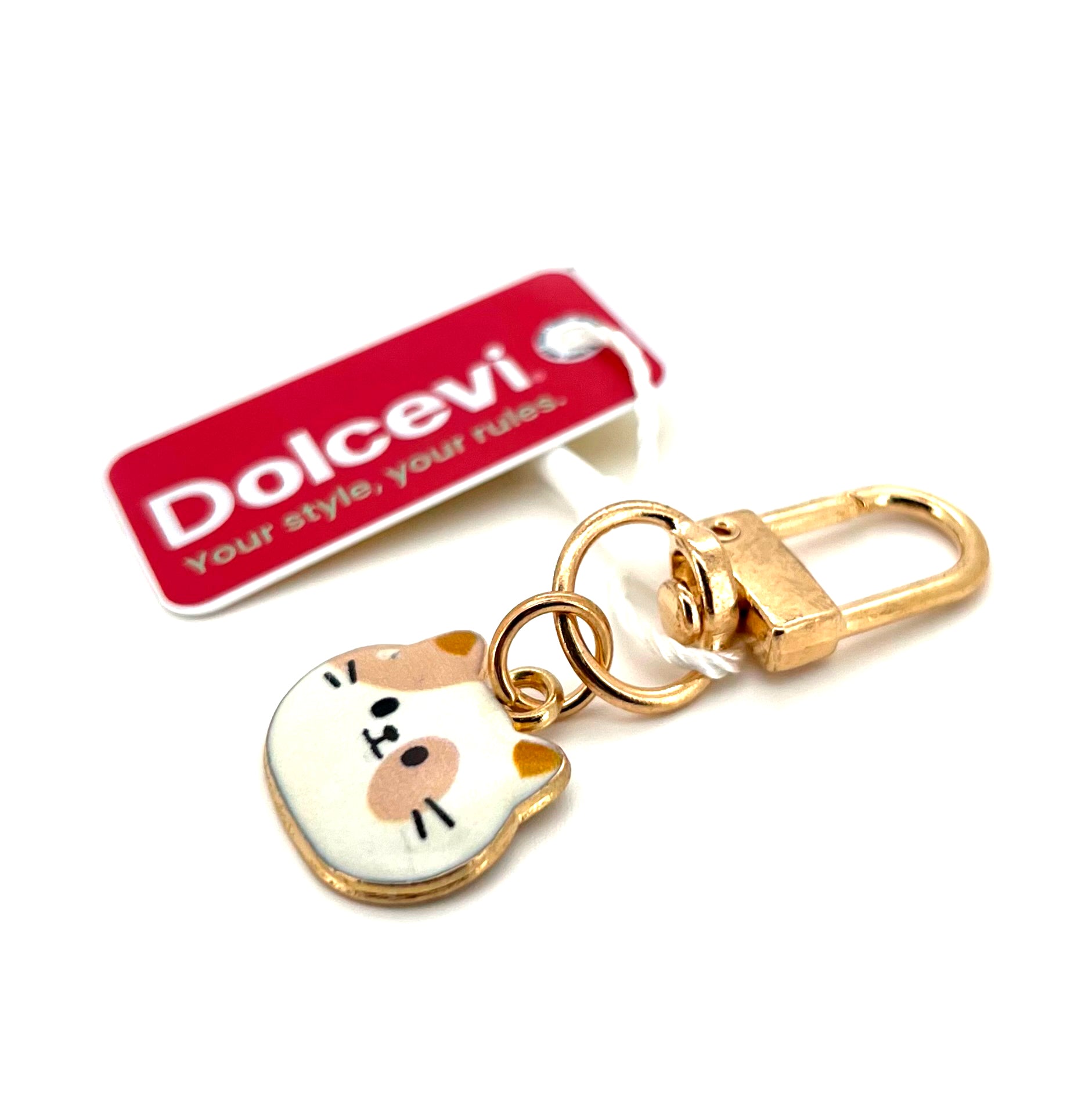 Golden white and pink Kitty Charm