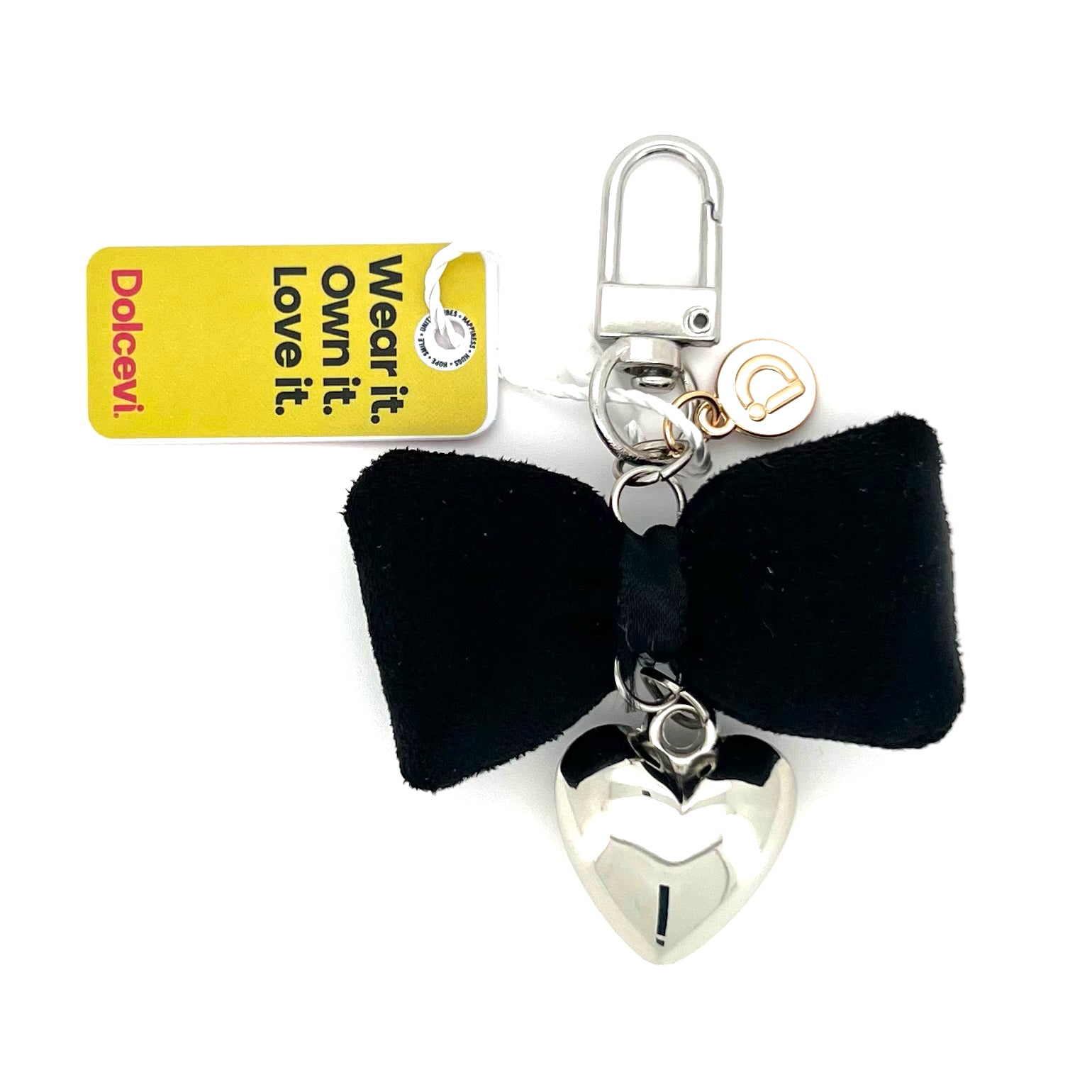 Black Velvet Bow Heart Charm