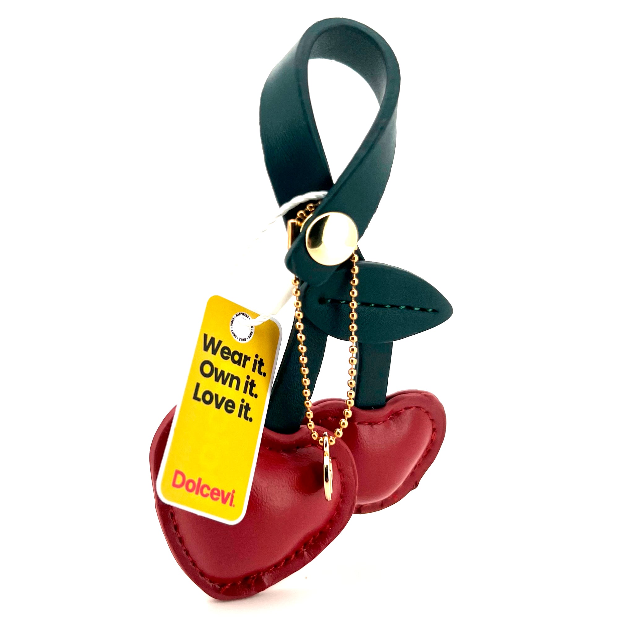Cherry Leather Heart Charm