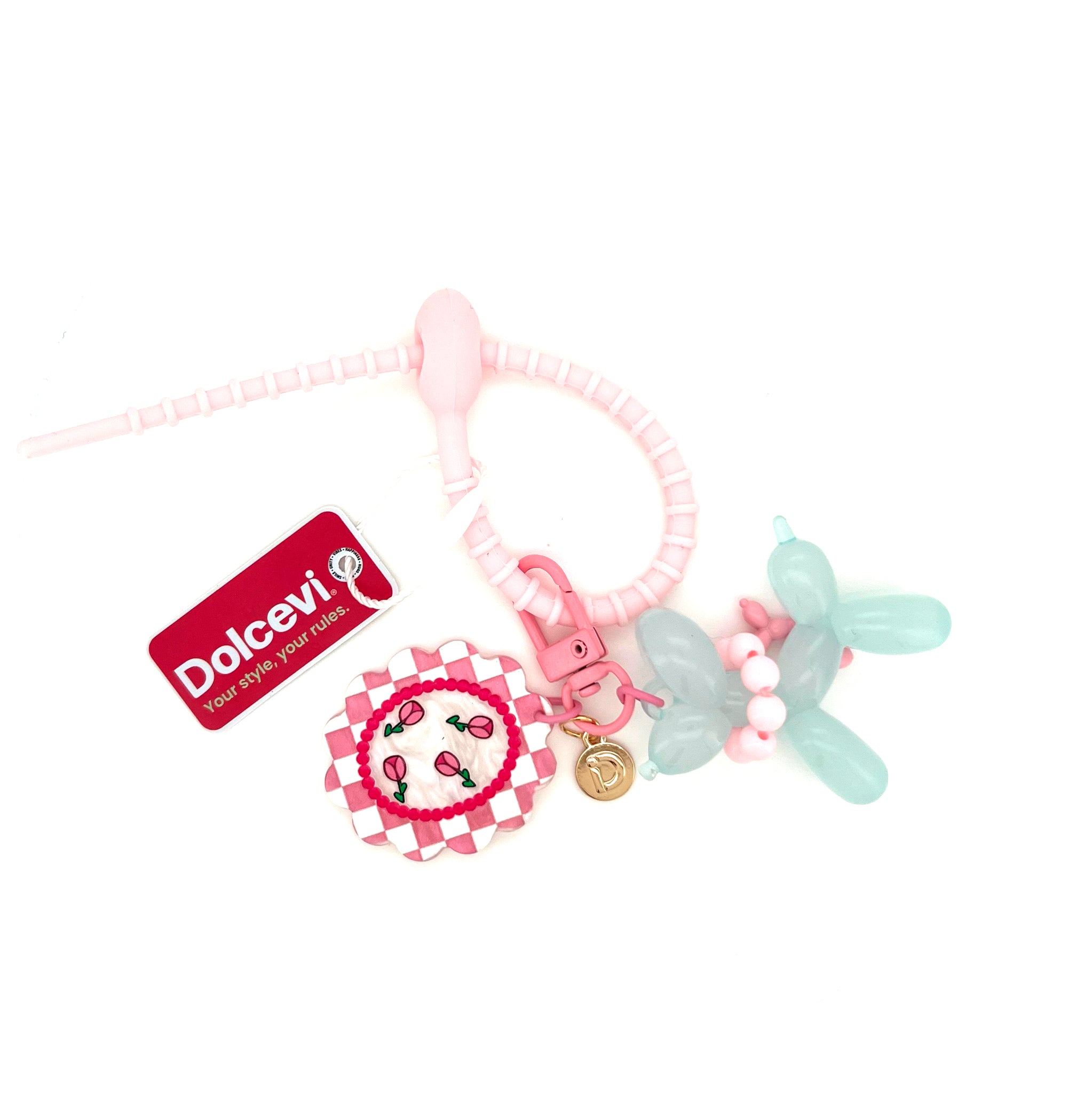 Pink and Mint Balloon Dog Charm
