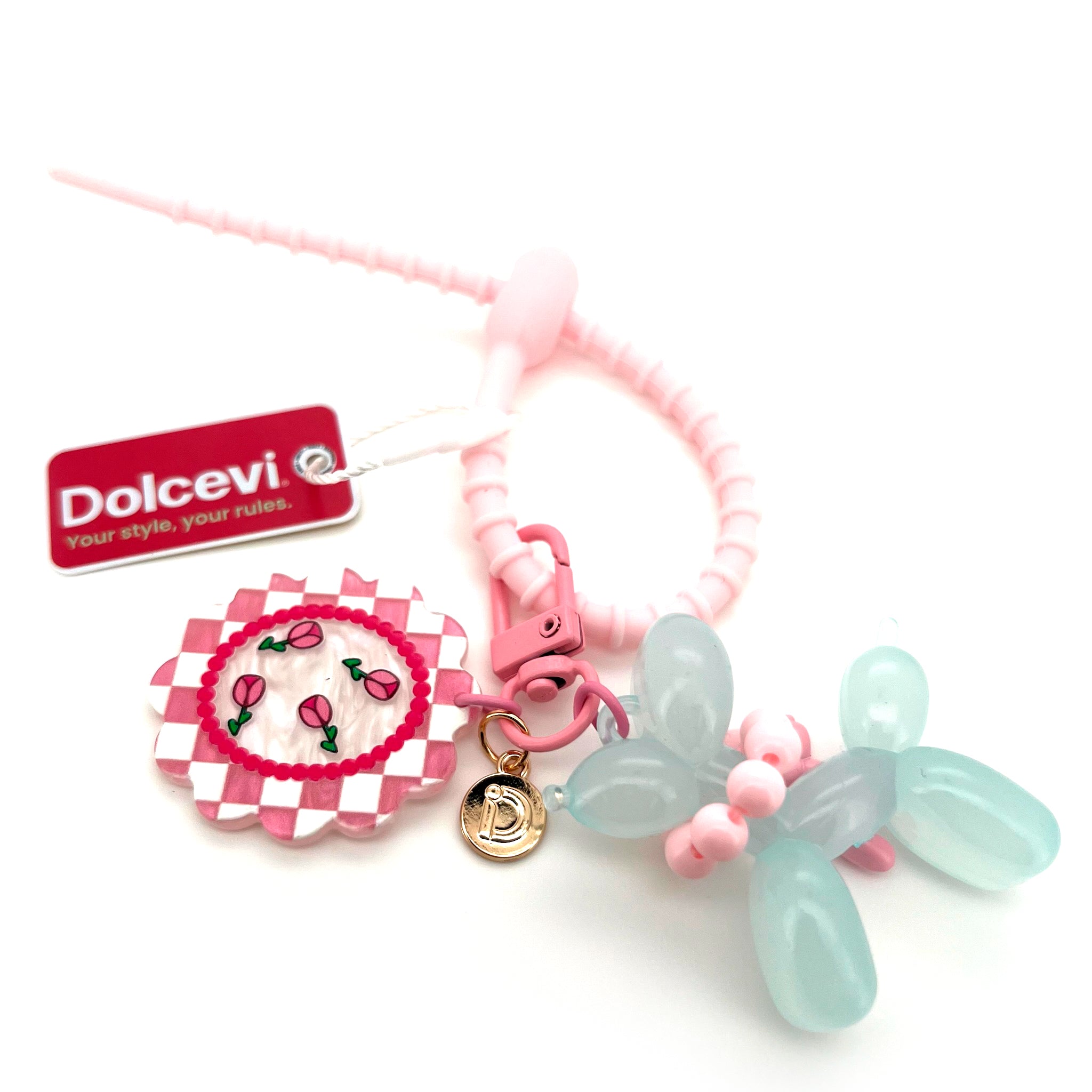 Pink and Mint Balloon Dog Charm