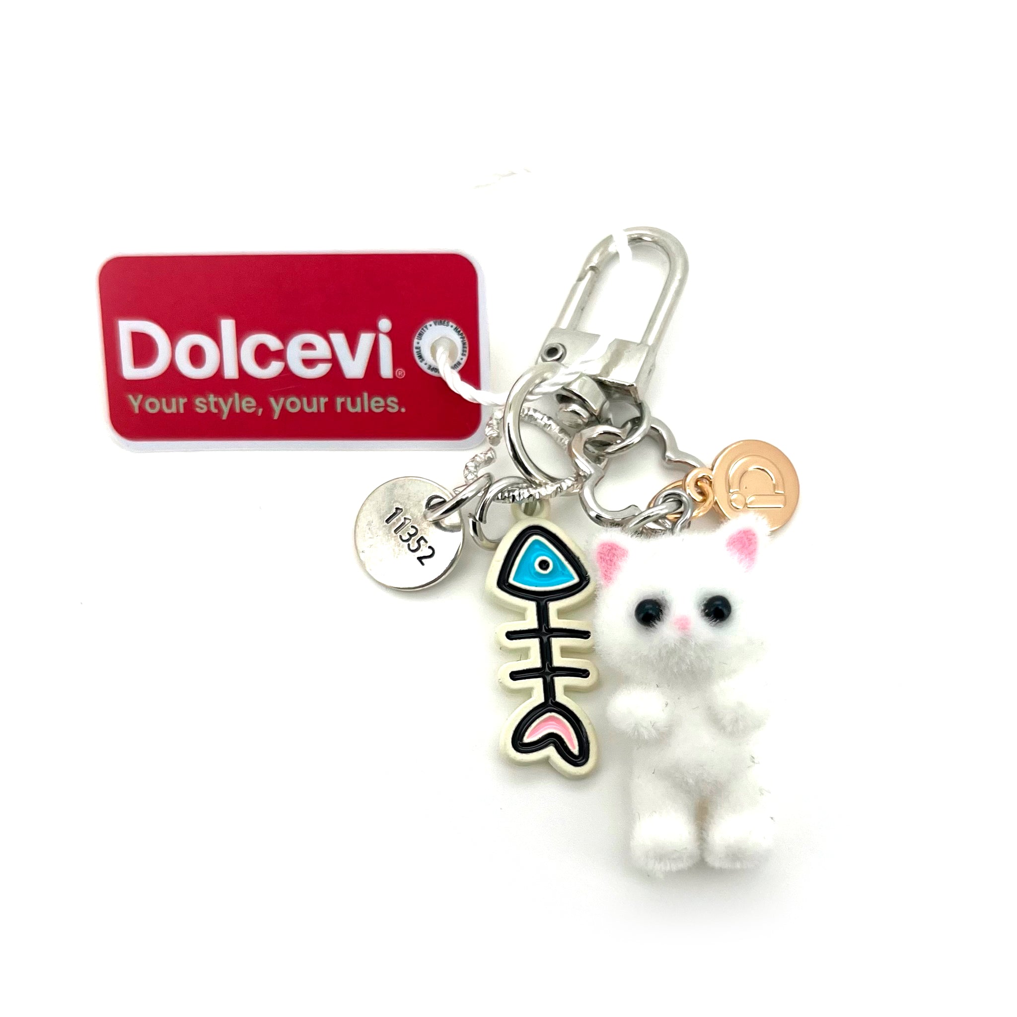 Fluffy White Kitty Charm