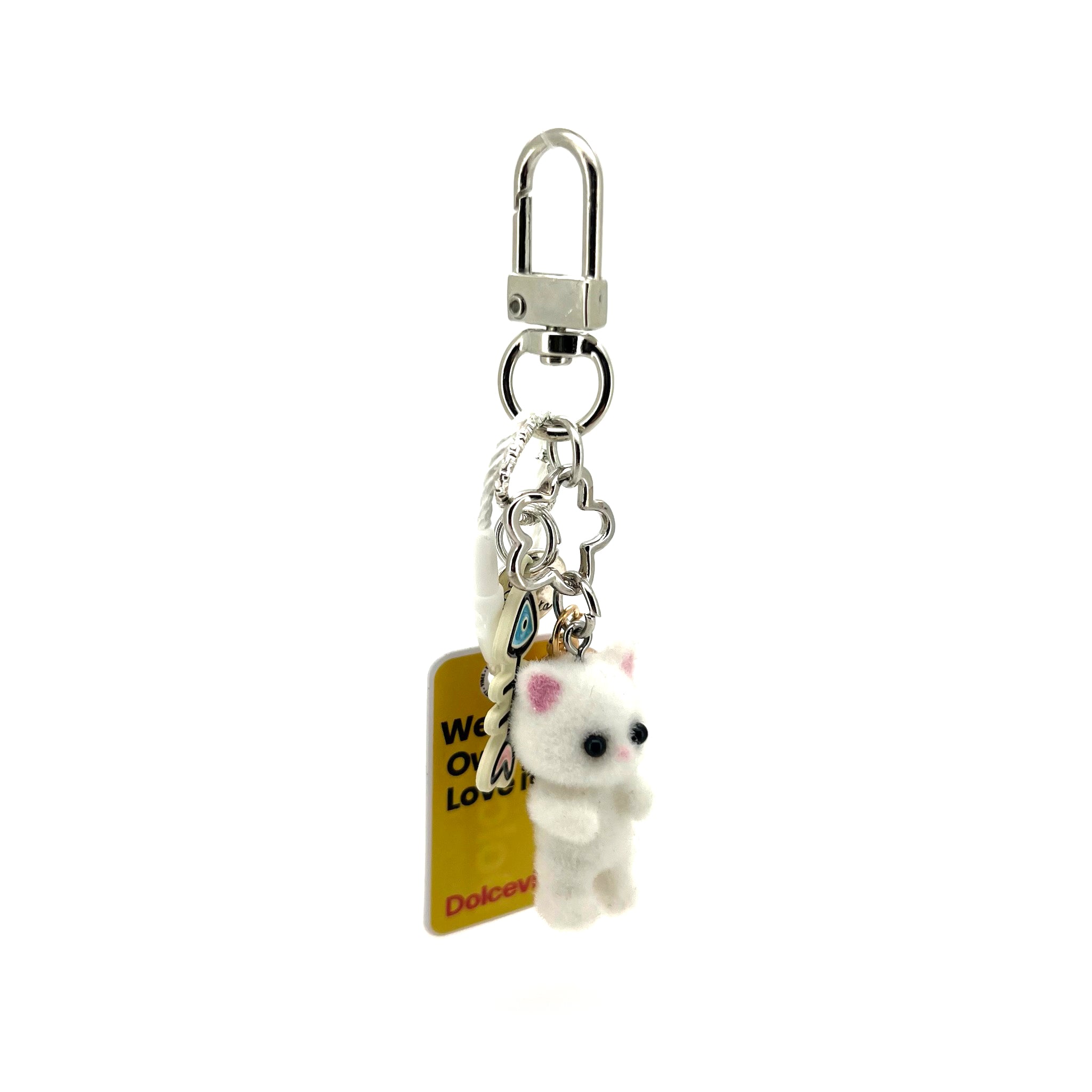 Fluffy White Kitty Charm