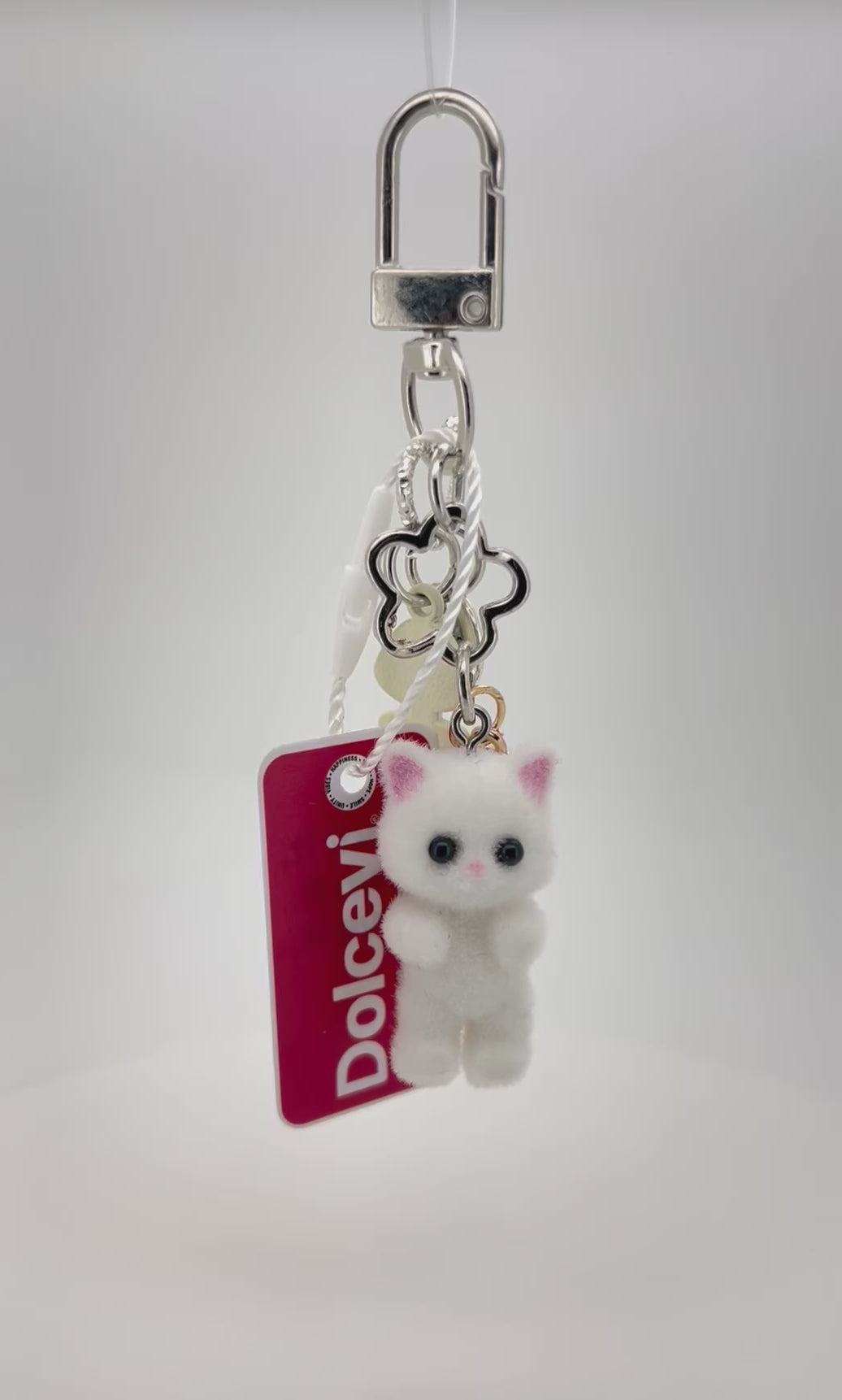 Fluffy White Kitty Charm