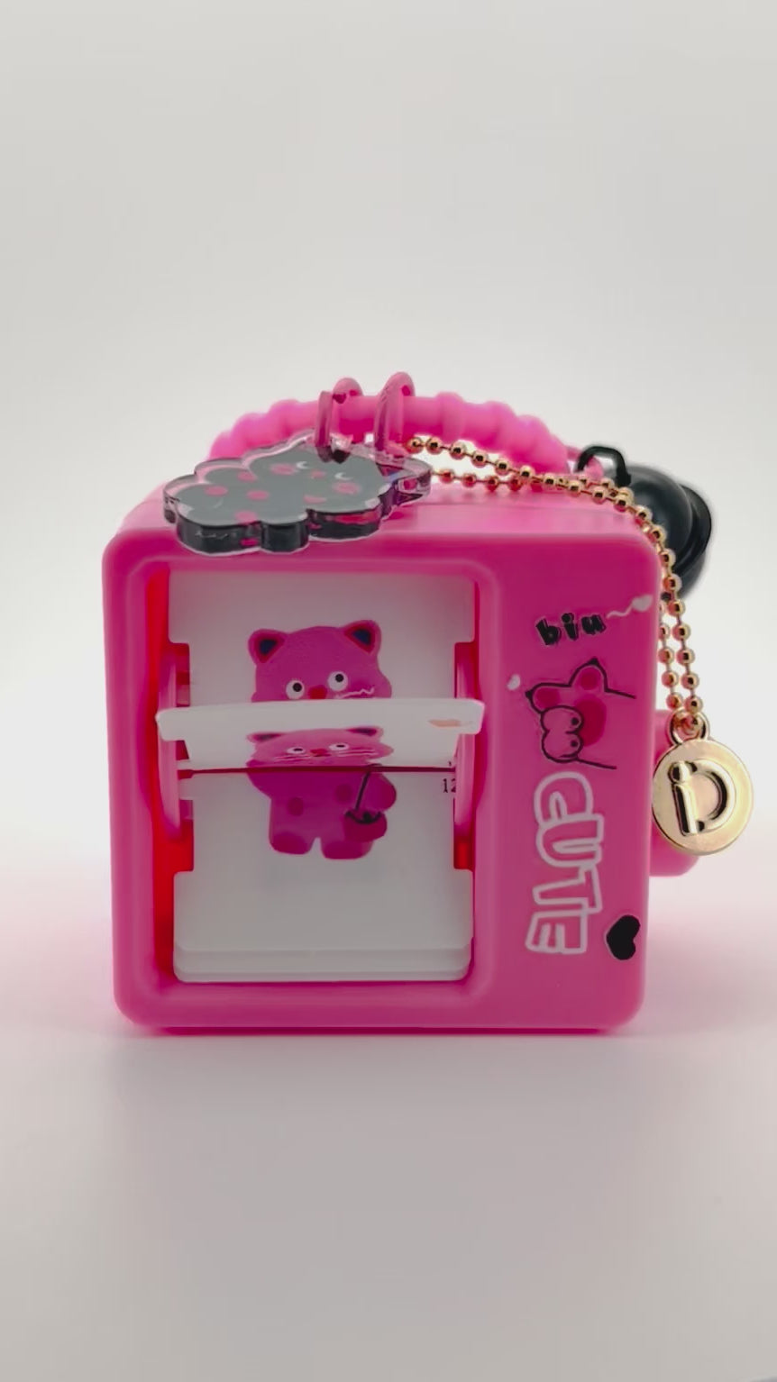 Fuchsia Dancing Cat Flip Charm