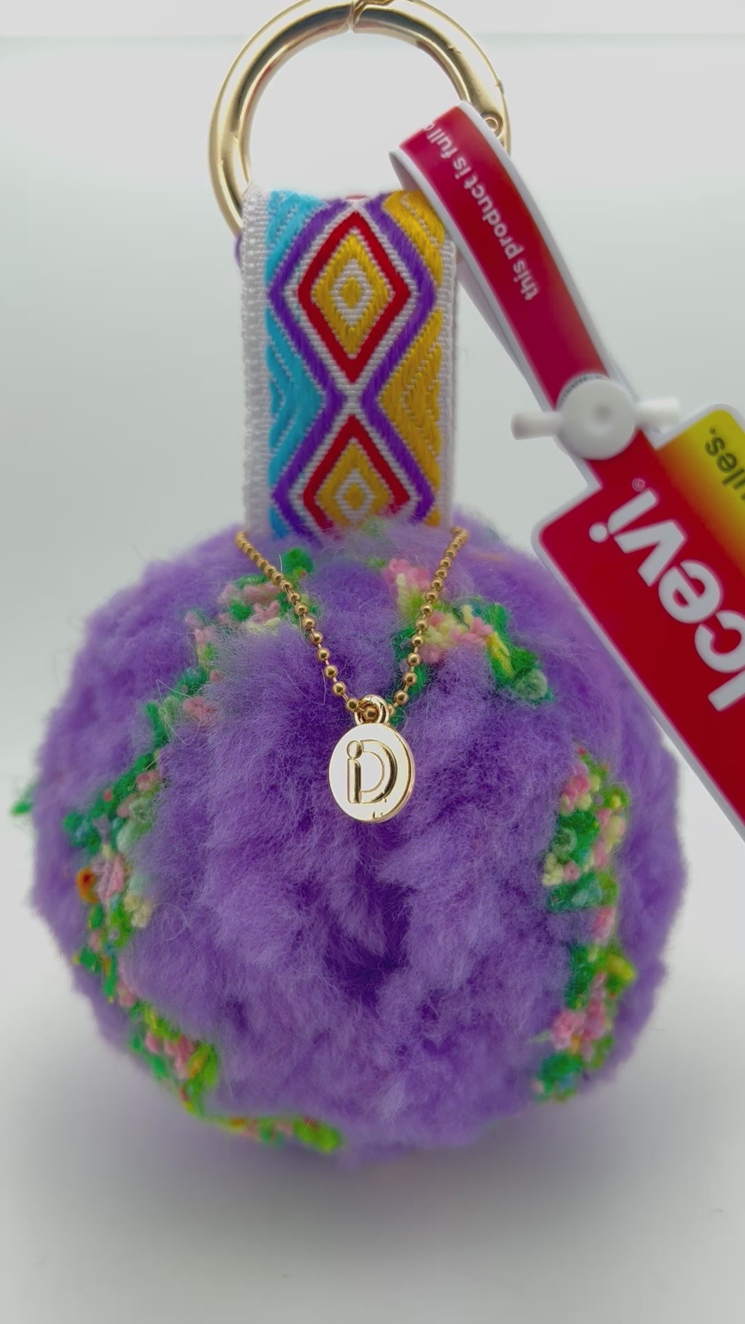 Purple & Floral Pom-Pom Charm