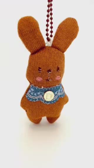 Brown Knitted Bunny Charm