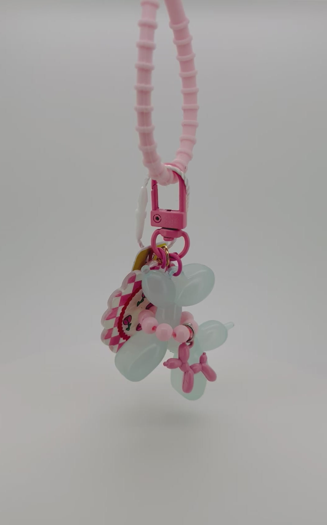 Pink and Mint Balloon Dog Charm