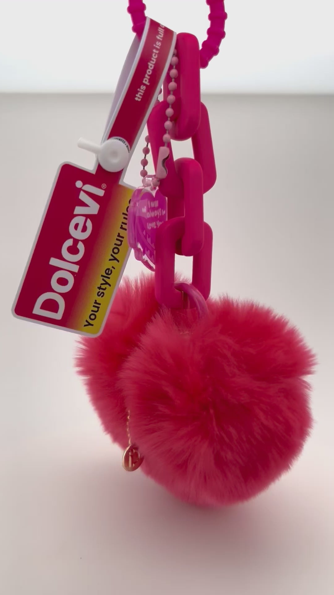 Fluffy Fuchsia Heart Charm